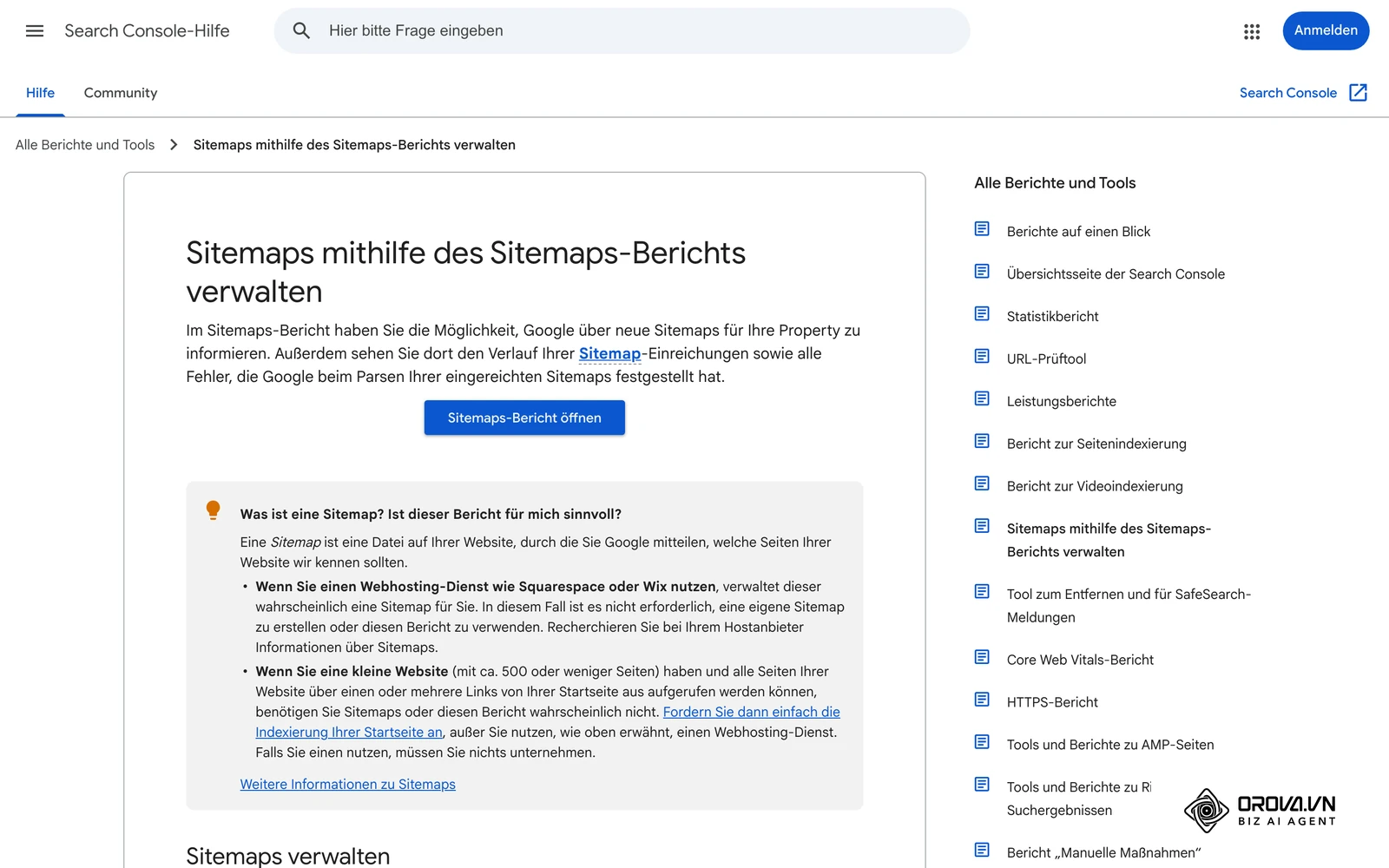 Search Console-Hilfe (deutsch): Sitemaps mithilfe des Sitemaps-Berichts verwalten.