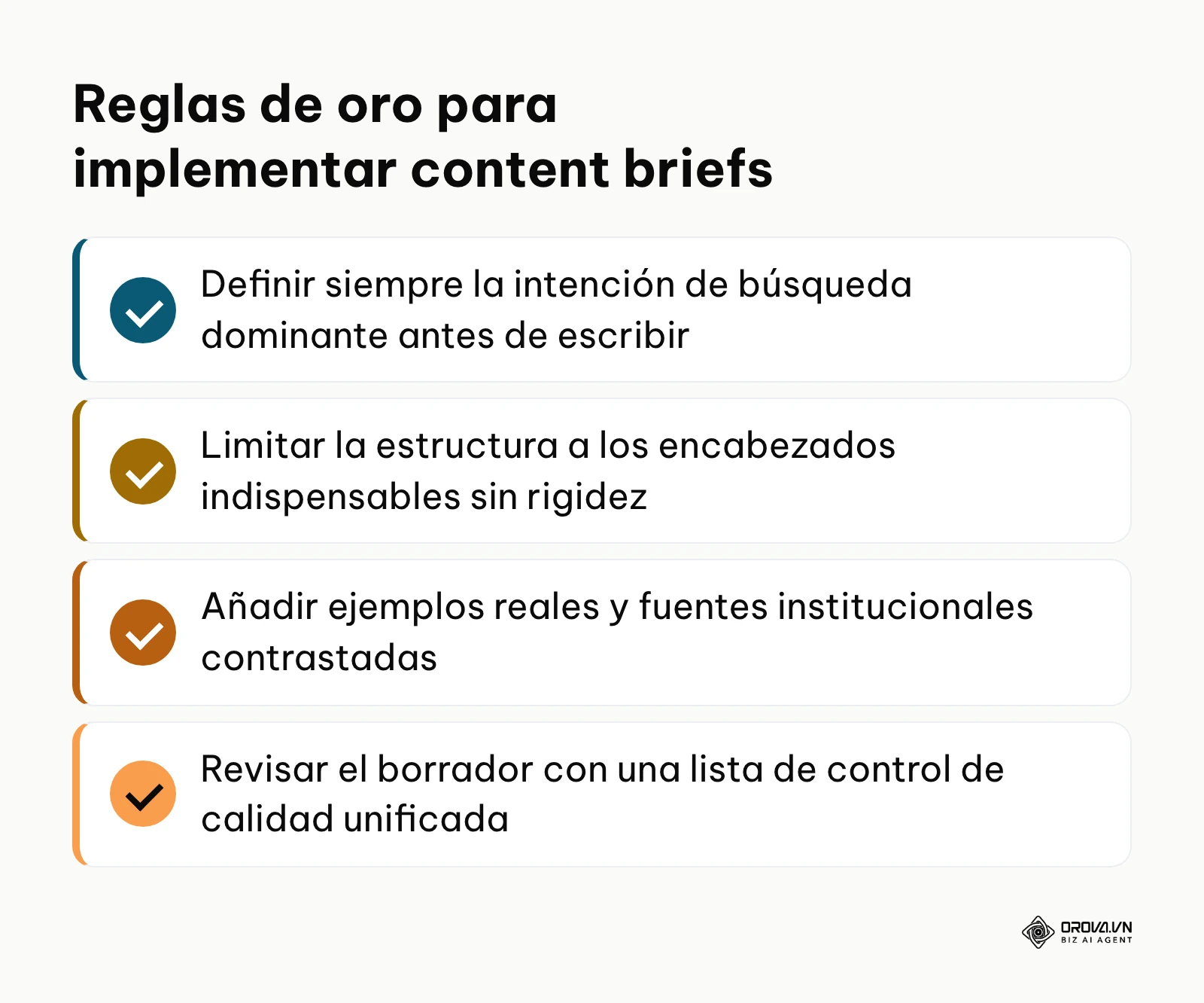 Lista de verificación de principios clave para implantar directrices de contenido en cualquier equipo