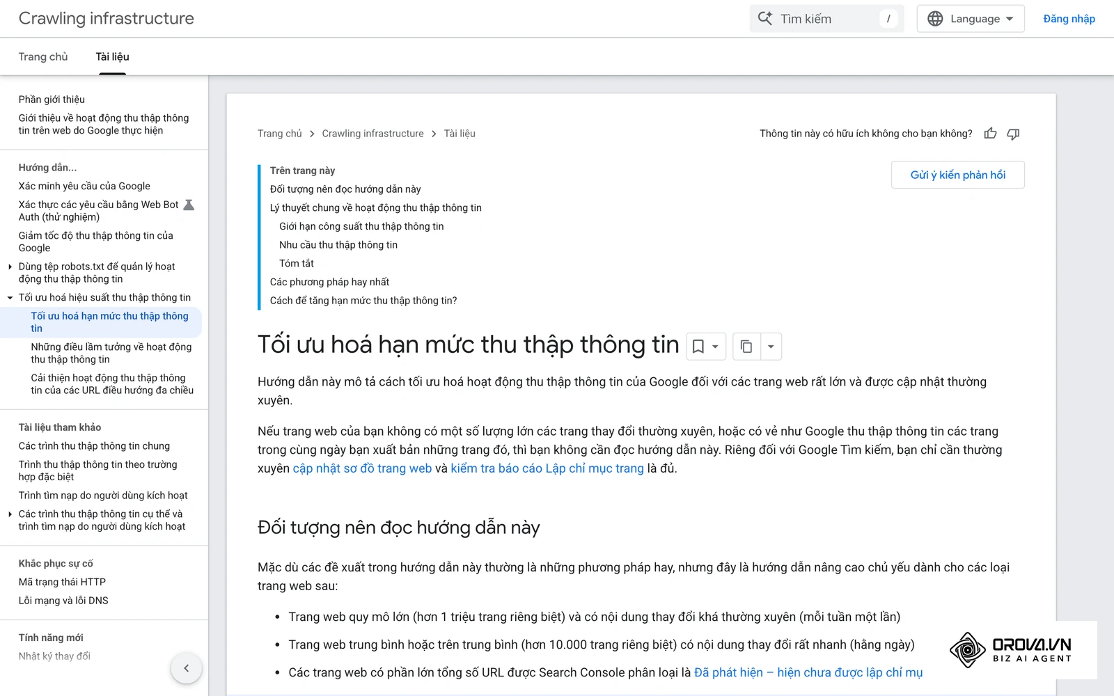 Google có giới hạn thời gian và tài nguyên để cào dữ liệu trên site của bạn.