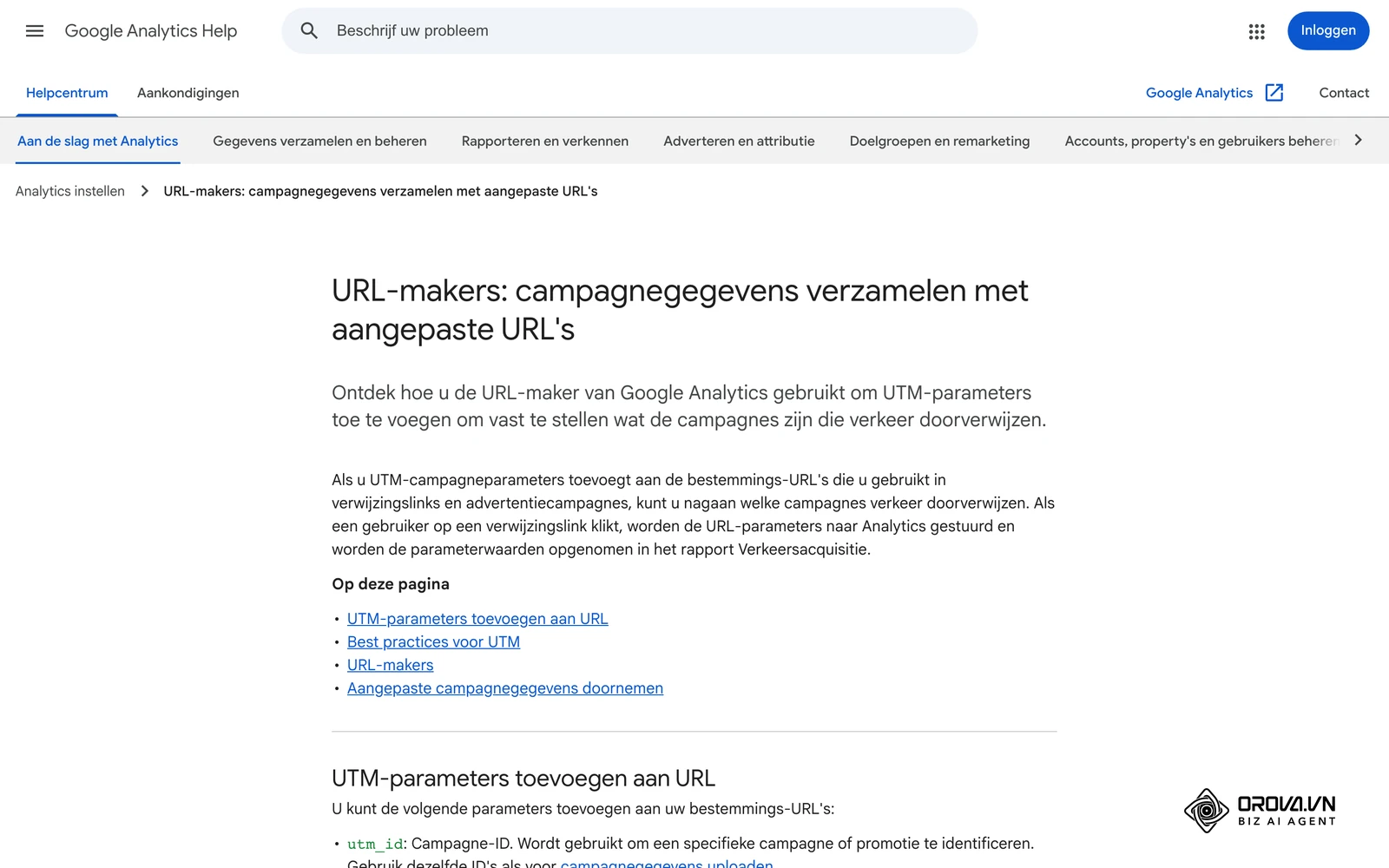 De Help-pagina van Google Analytics over UTM-parameters, met de regel dat utm_source, utm_medium en utm_campaign altijd samen horen.