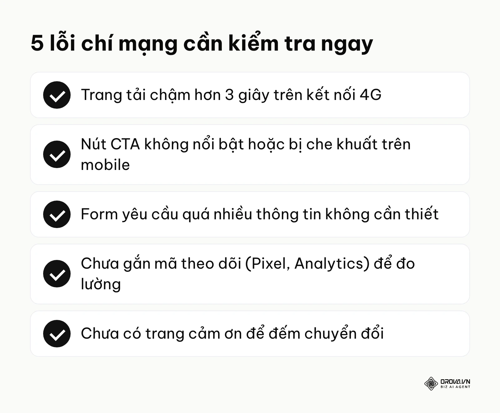 Bảng tóm tắt 5 lỗi nghiêm trọng nhất cần tránh khi xuất bản landing page