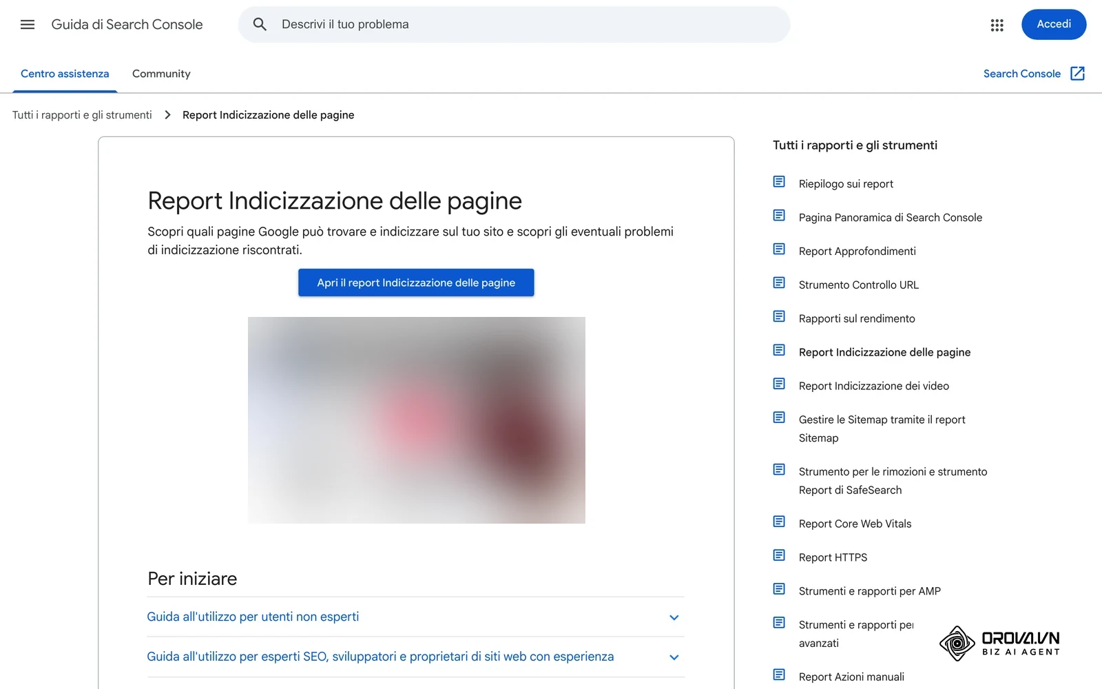 Pagina ufficiale di assistenza Google in italiano sul rapporto sull'indicizzazione delle pagine.