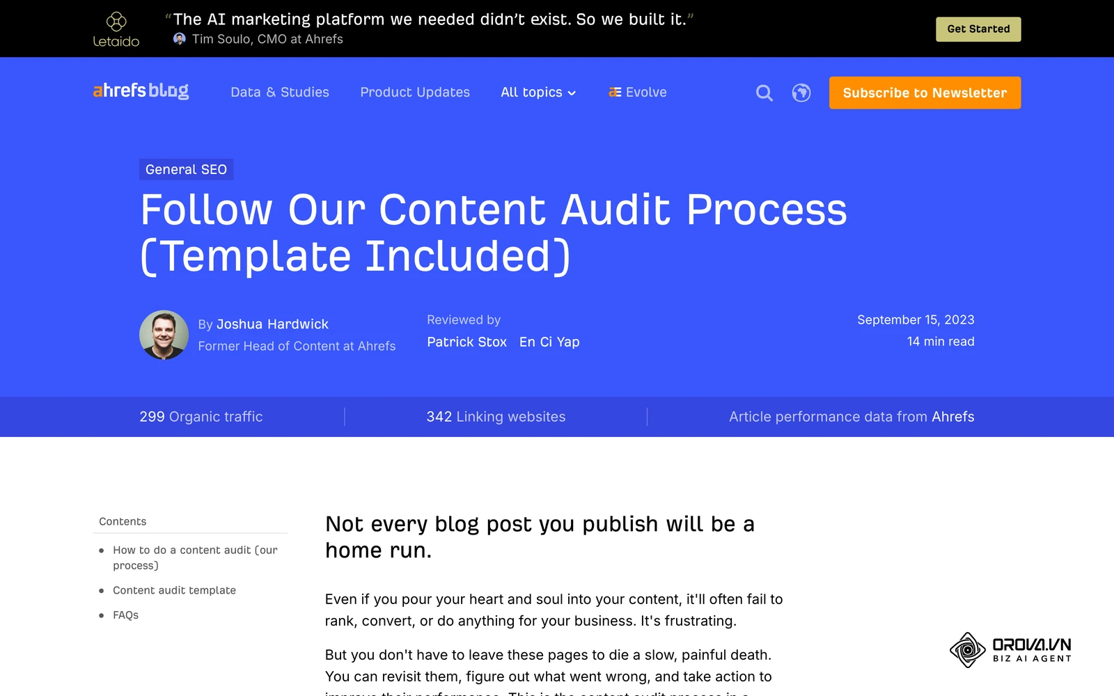 Hướng dẫn content audit của Ahrefs: rà từng URL rồi quyết định giữ, cập nhật, gộp hay xoá
