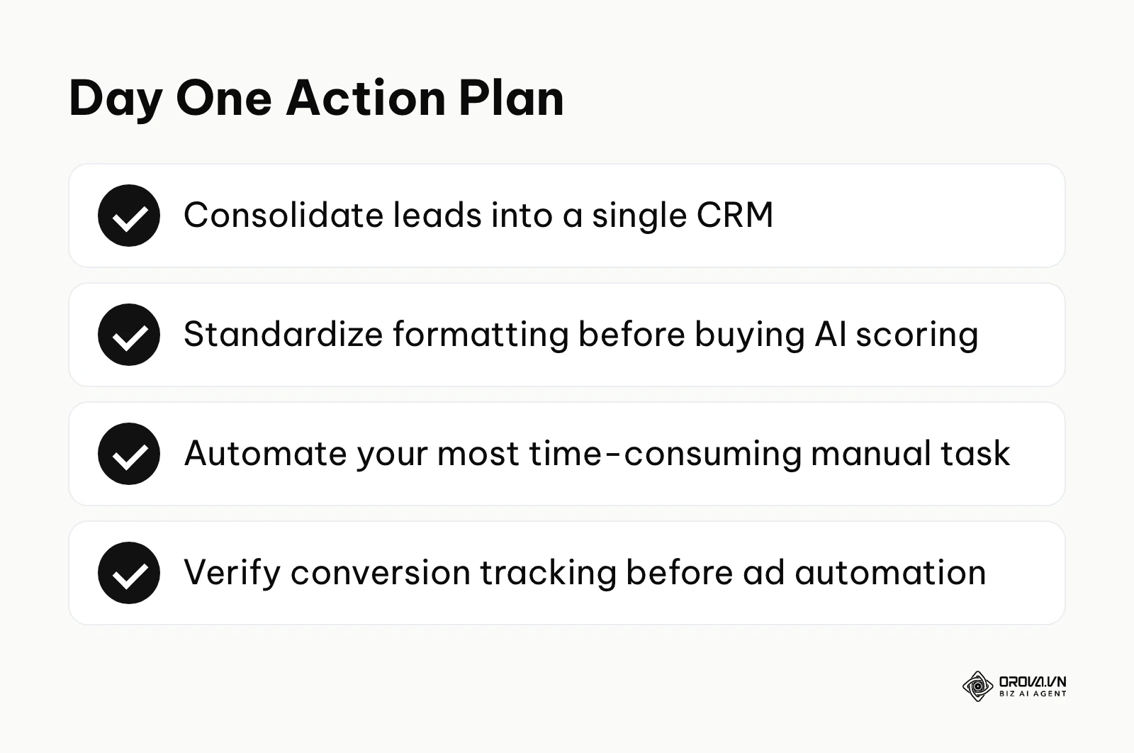 Checklist of four actions to take on day one