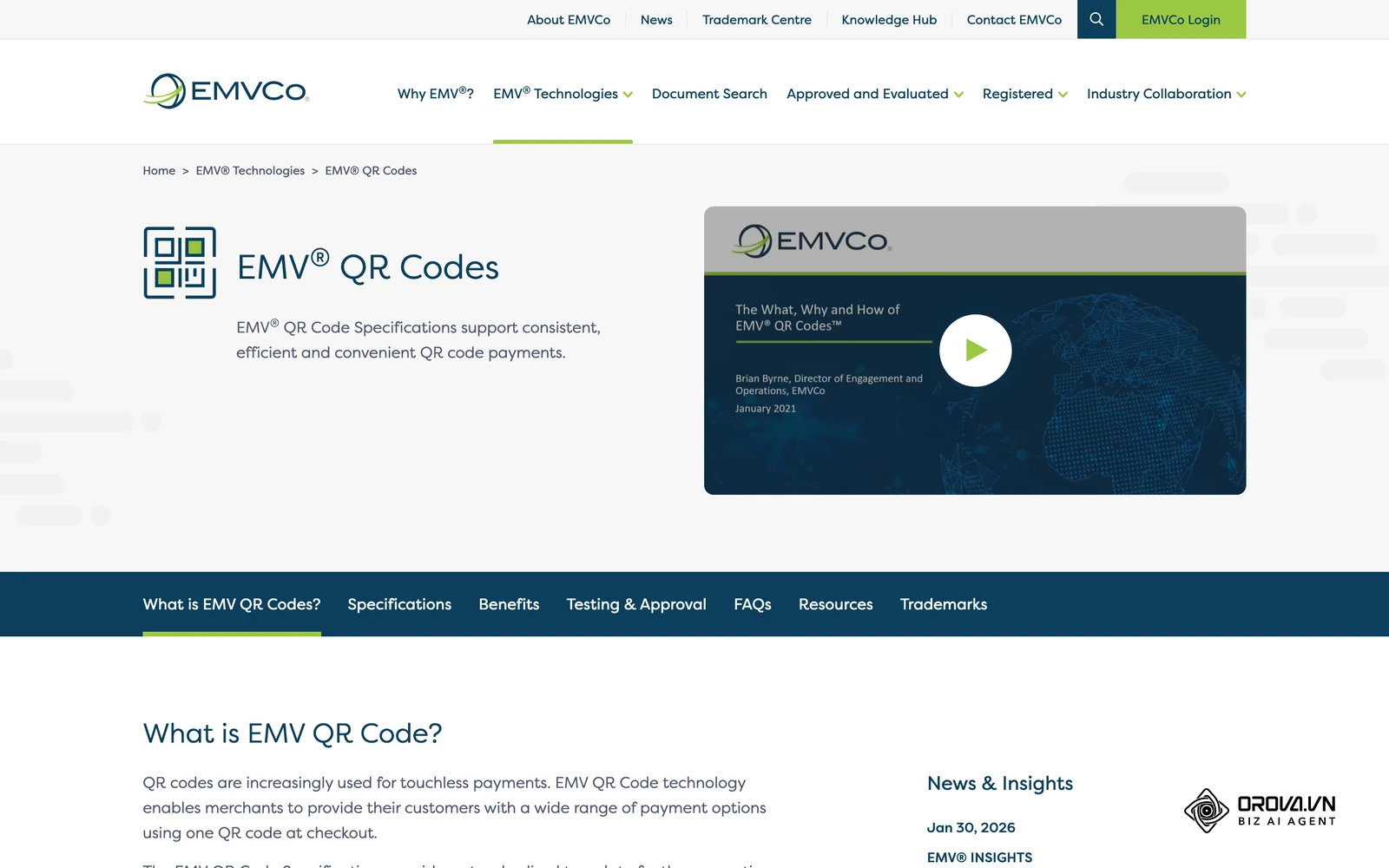 EMVCo's page on its QR code specification, the shared format behind many bank and wallet payment codes.