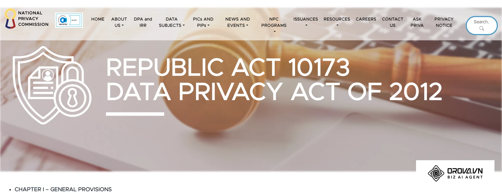 Opisyal na pahina ng Republic Act 10173 o Data Privacy Act of 2012 sa website ng National Privacy Commission