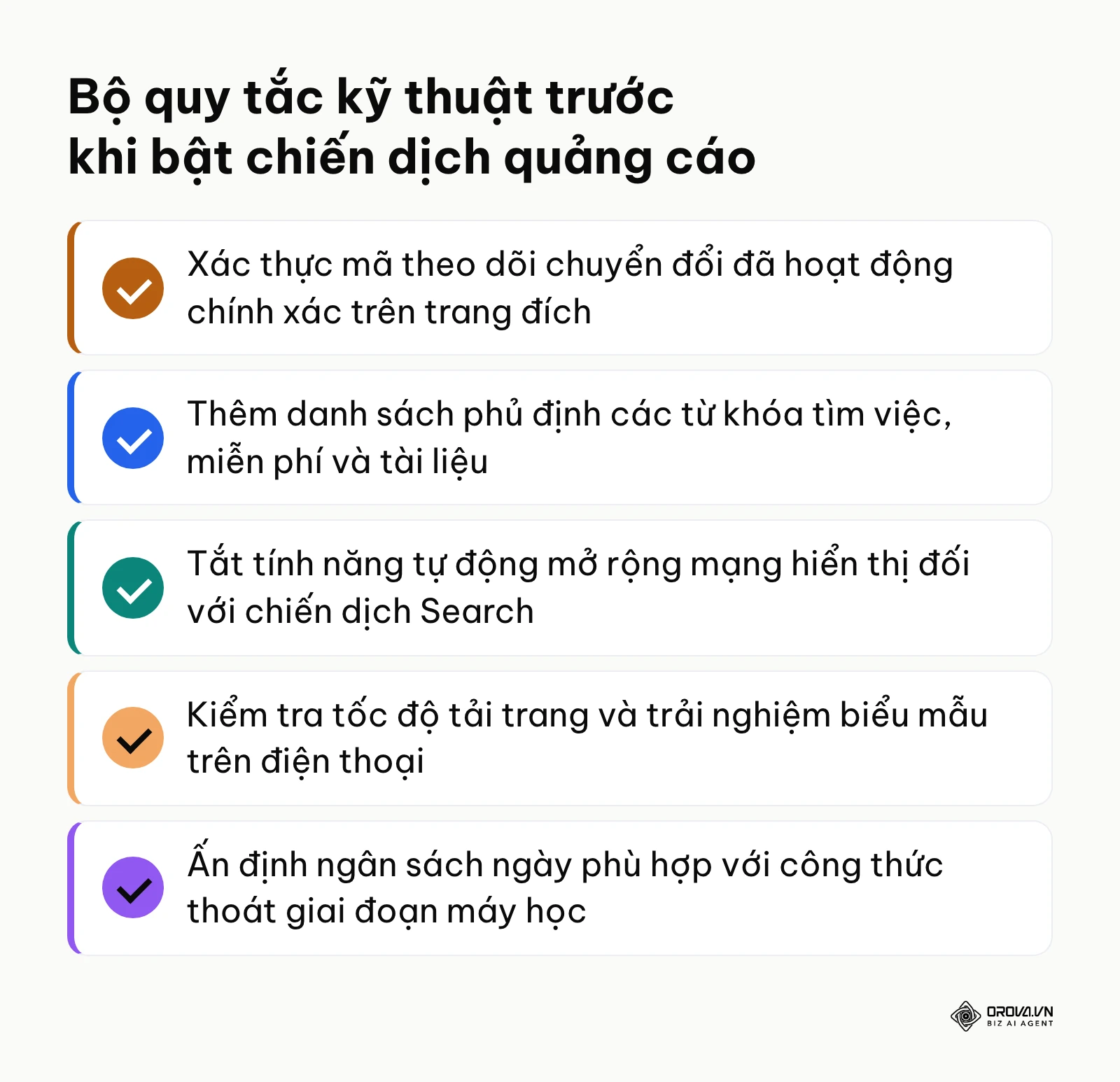 Danh sách tóm tắt các quy tắc kỹ thuật quan trọng cần tuân thủ trước khi khởi tạo chiến dịch Google Ads