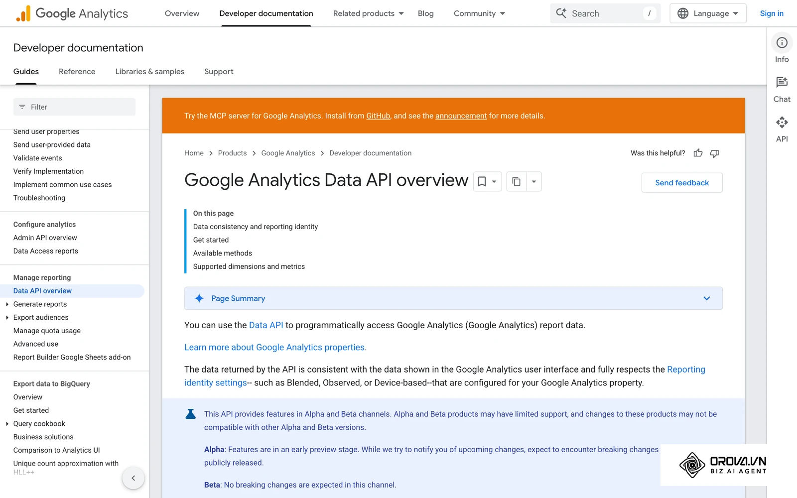 Google Analytics Data API documentation, one way revenue and conversion data can be pulled into a dashboard.