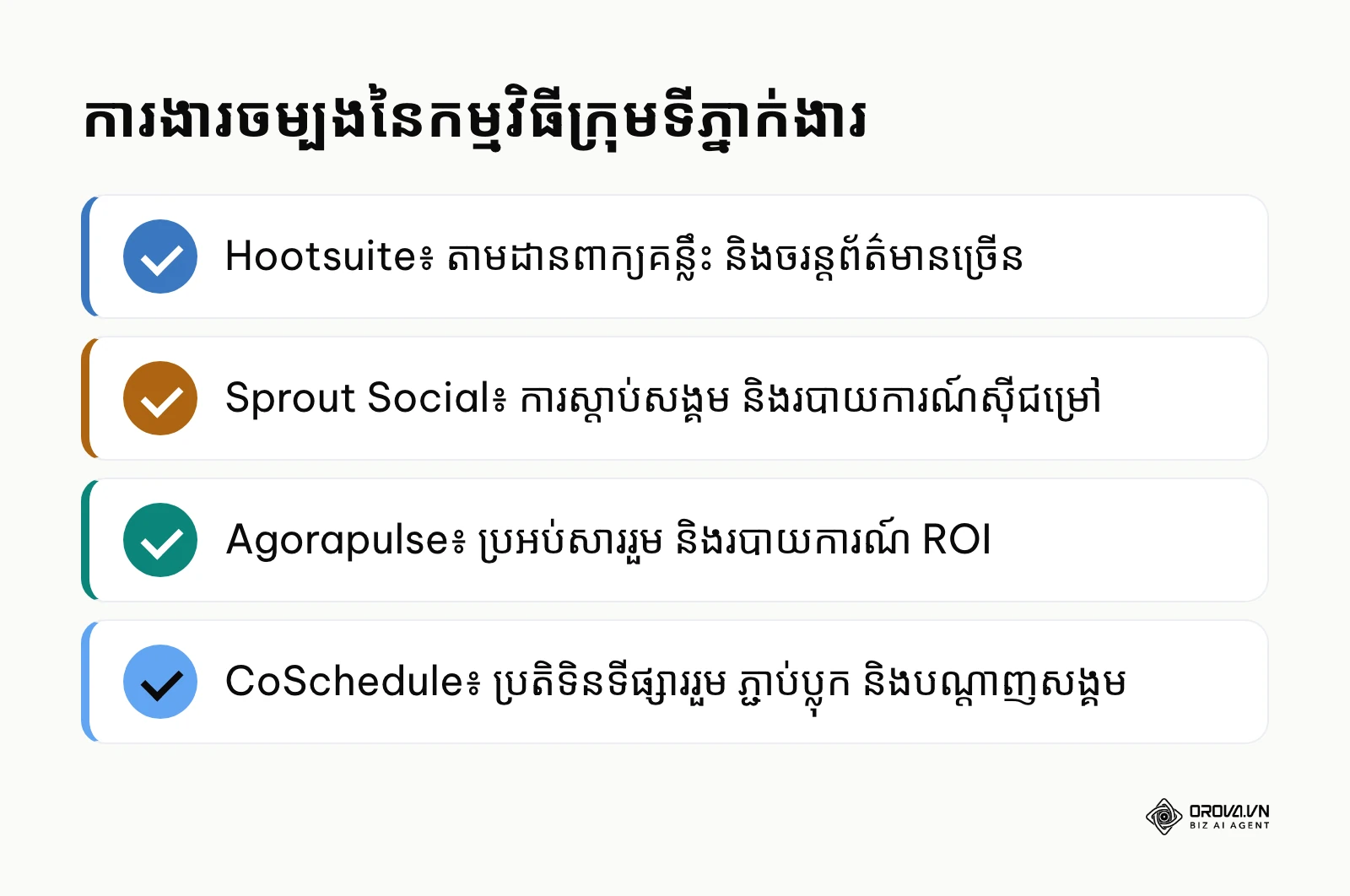 សង្ខេបការងារចម្បងនៃកម្មវិធីសម្រាប់ទីភ្នាក់ងារ