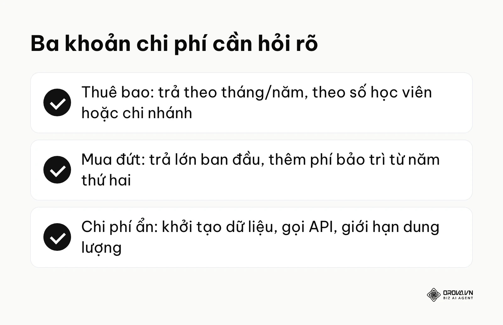 Tóm tắt ba khoản chi phí cần hỏi khi mua phần mềm quản lý trung tâm đào tạo