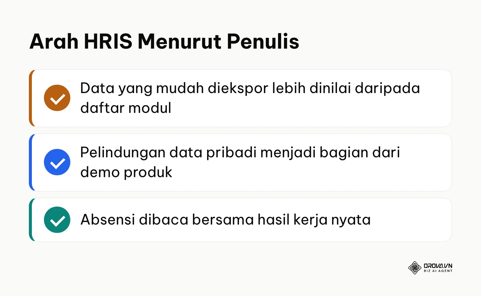 Ringkasan tiga pandangan penulis tentang arah aplikasi HRIS