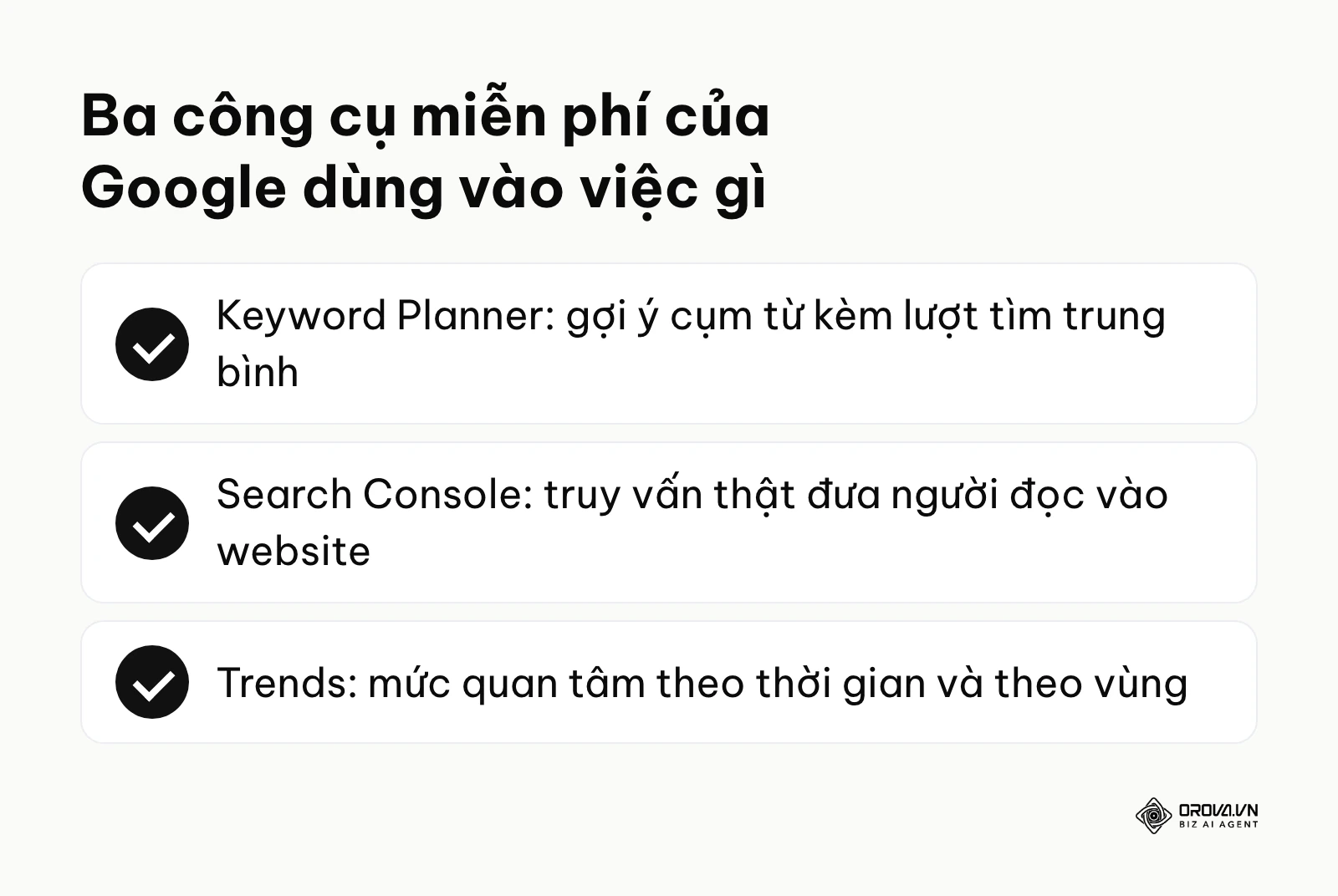 Tóm tắt việc chính của Google Keyword Planner, Search Console và Trends