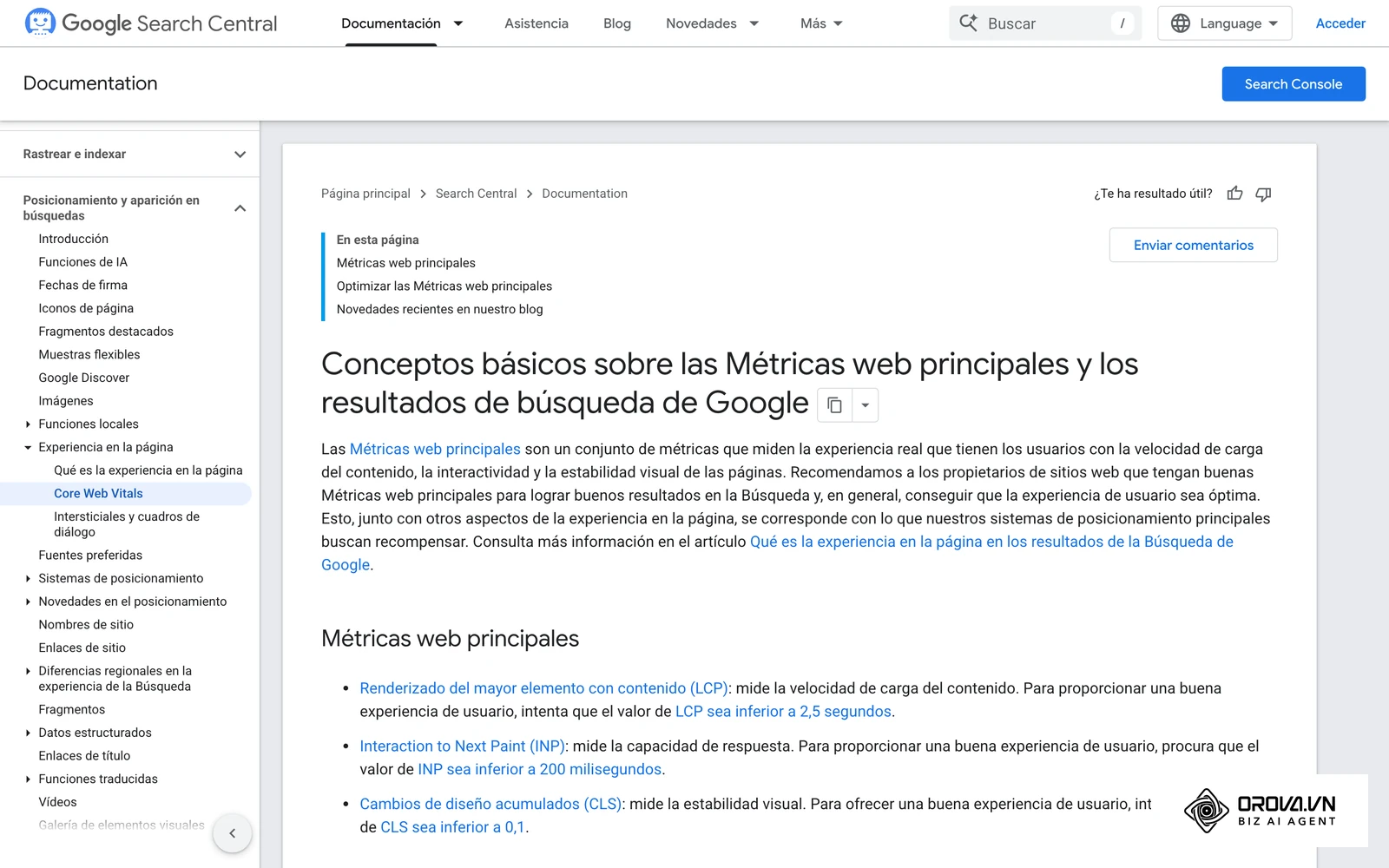 Documentación de Google Search Central sobre Core Web Vitals.