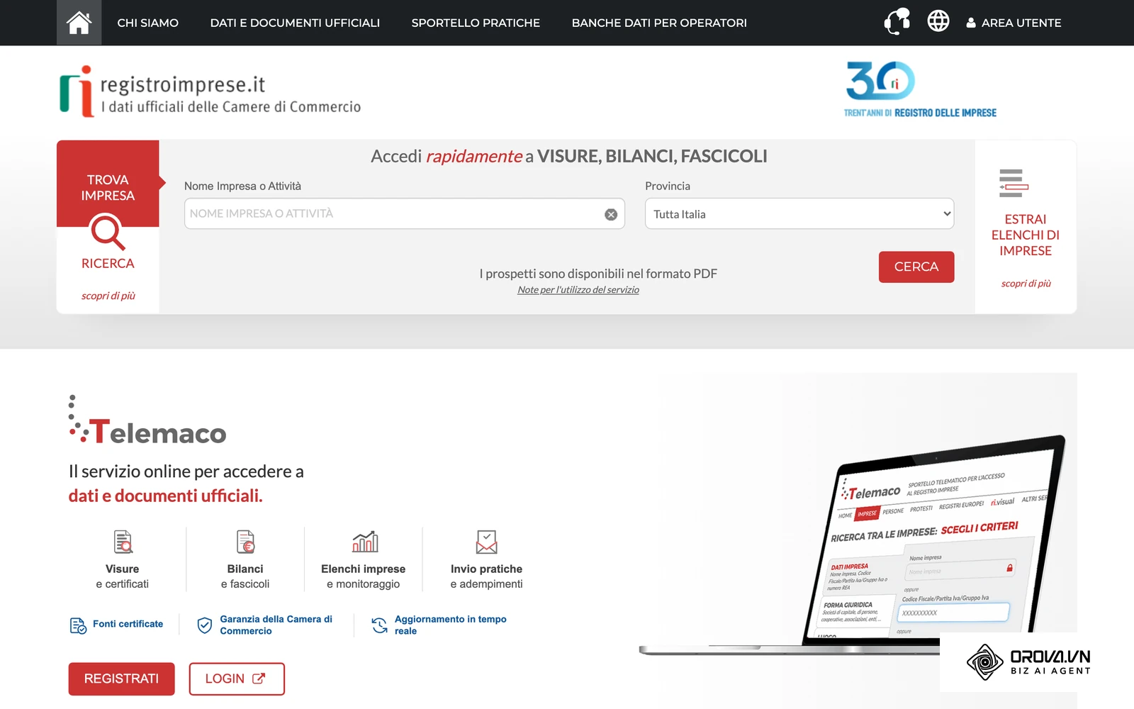 Il portale ufficiale Registro Imprese delle Camere di Commercio: da qui si consultano i dati anagrafici ufficiali delle imprese italiane, fonte pubblica di partenza per costruire un elenco di aziende target.