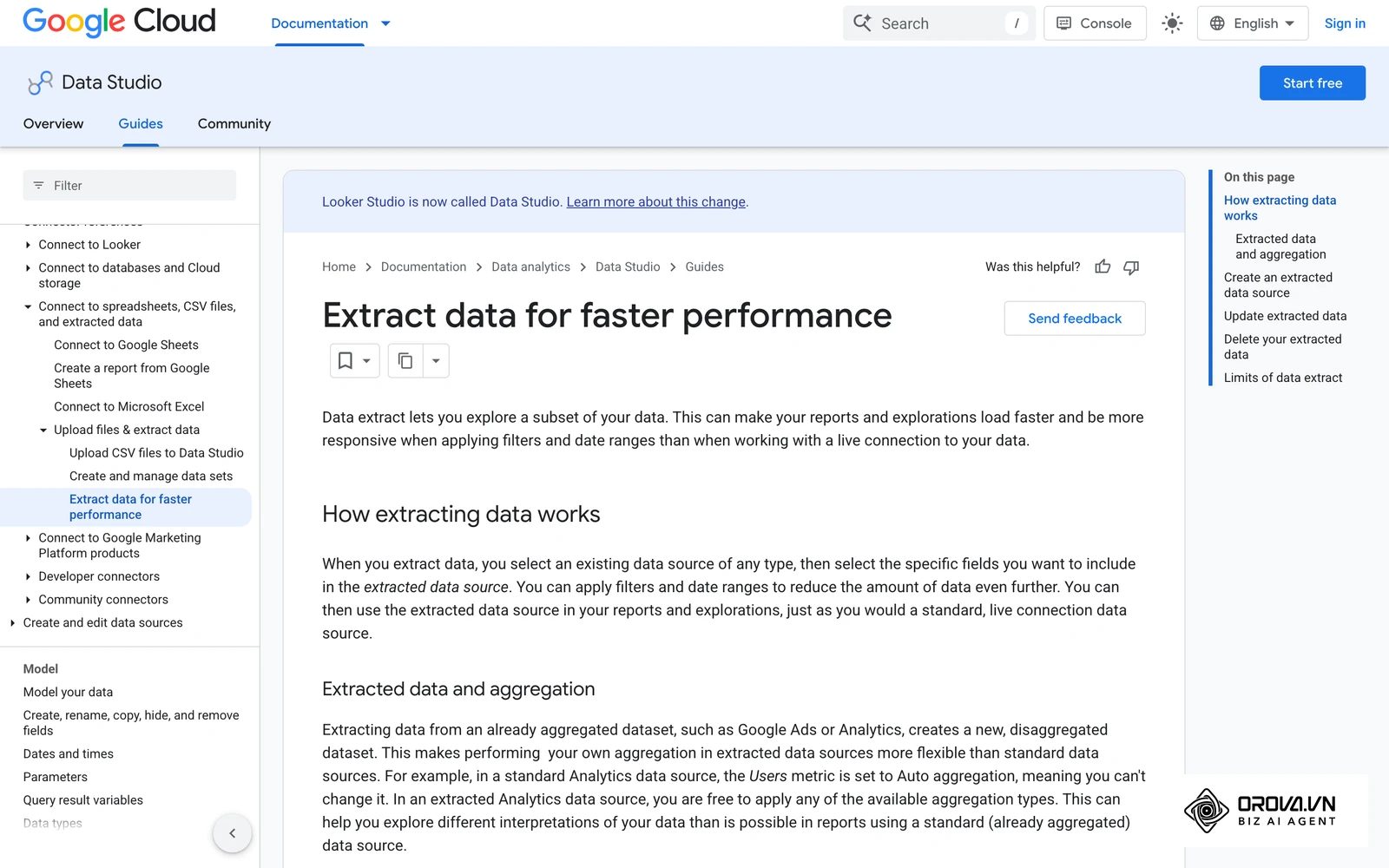 Google's help page on extracting data for faster report performance.