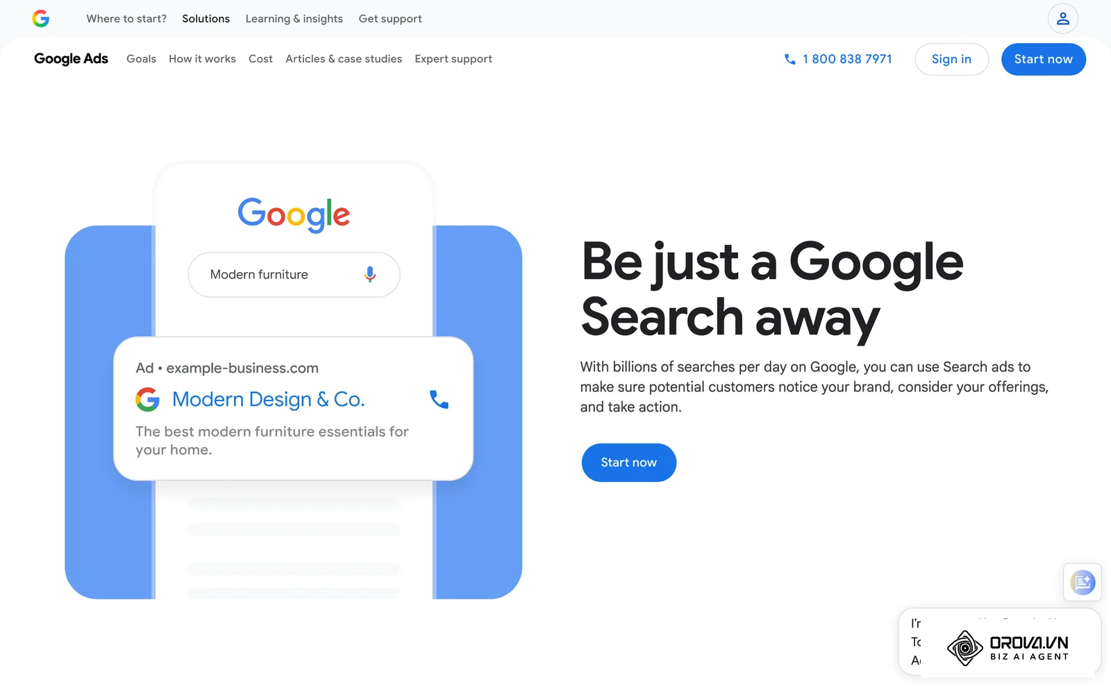 Google's official Search ads page, where responsive search ads are the standard text format for Search campaigns.