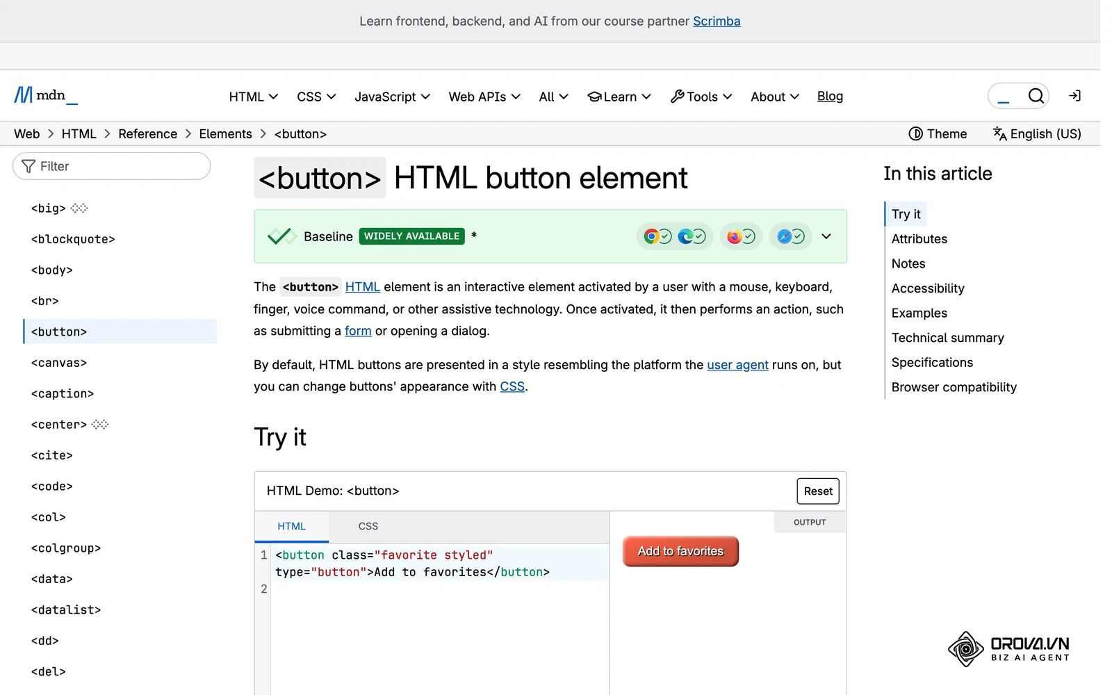 Trang tài liệu về phần tử nút bấm trên MDN Web Docs.
