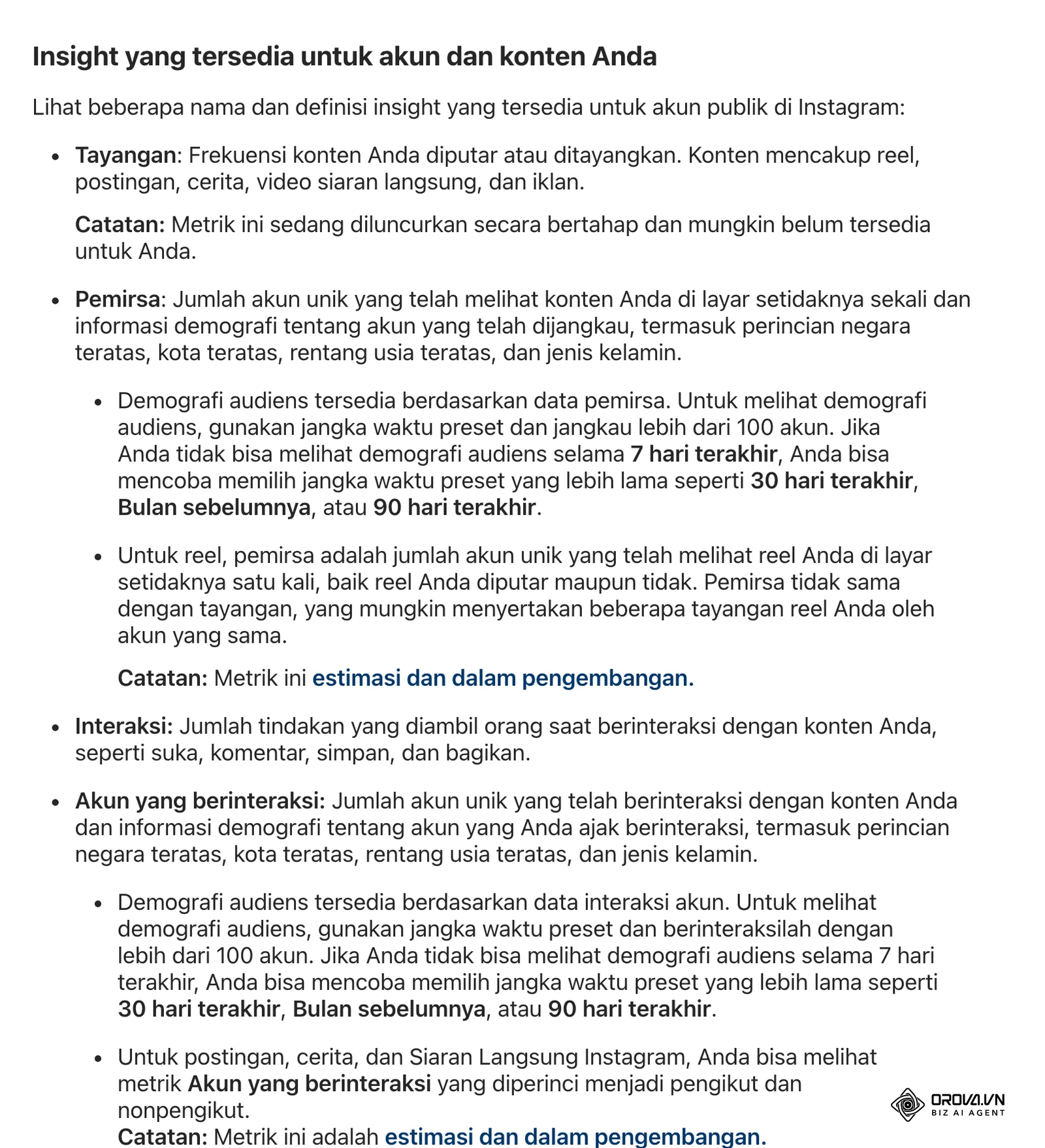 Pusat Bantuan Instagram berbahasa Indonesia: definisi Tayangan, Pemirsa, dan Interaksi (suka, komentar, simpan, bagikan) di insight Instagram