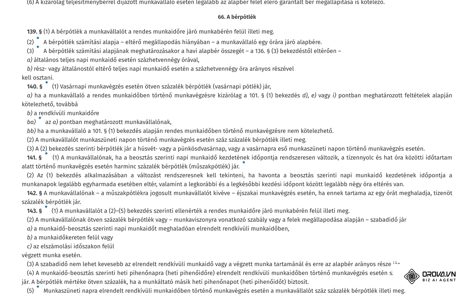 Az Mt. bérpótlékokra vonatkozó szakasza (139–143. §) a net.jogtar.hu oldalon.