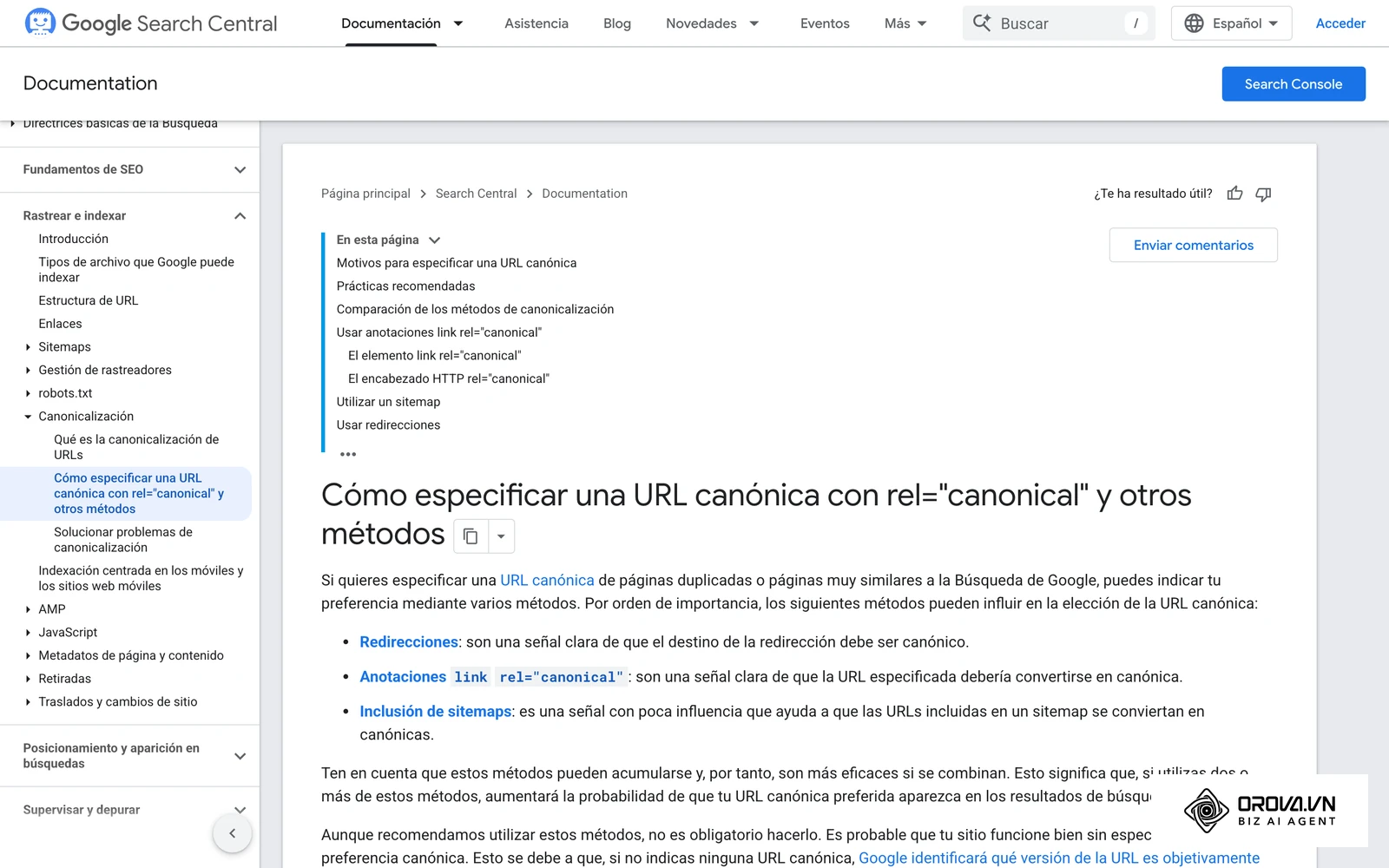 Guía oficial de Google para consolidar URLs duplicadas con canonical.