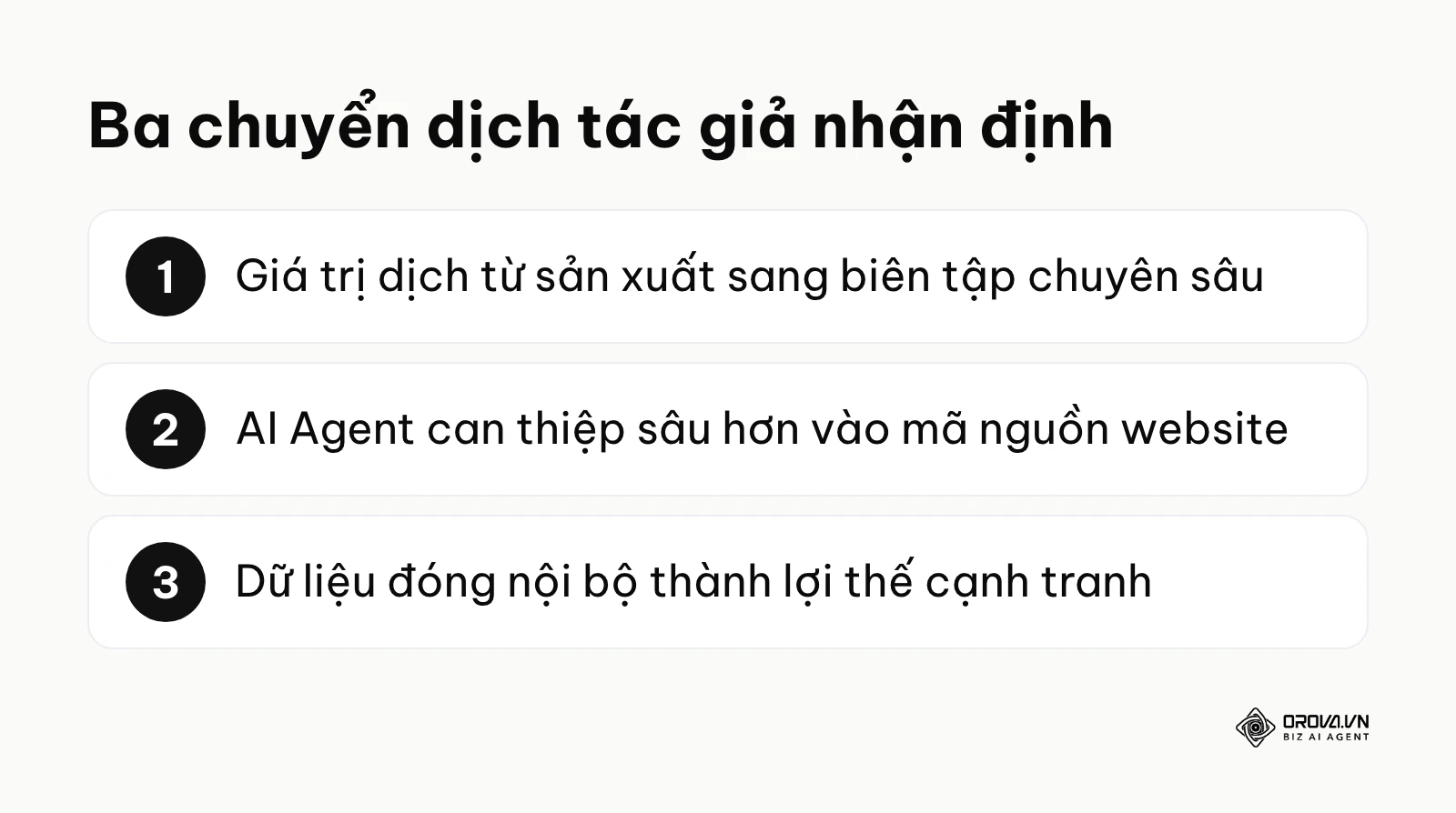 Tóm tắt ba nhận định của tác giả về xu hướng AI Agent SEO.