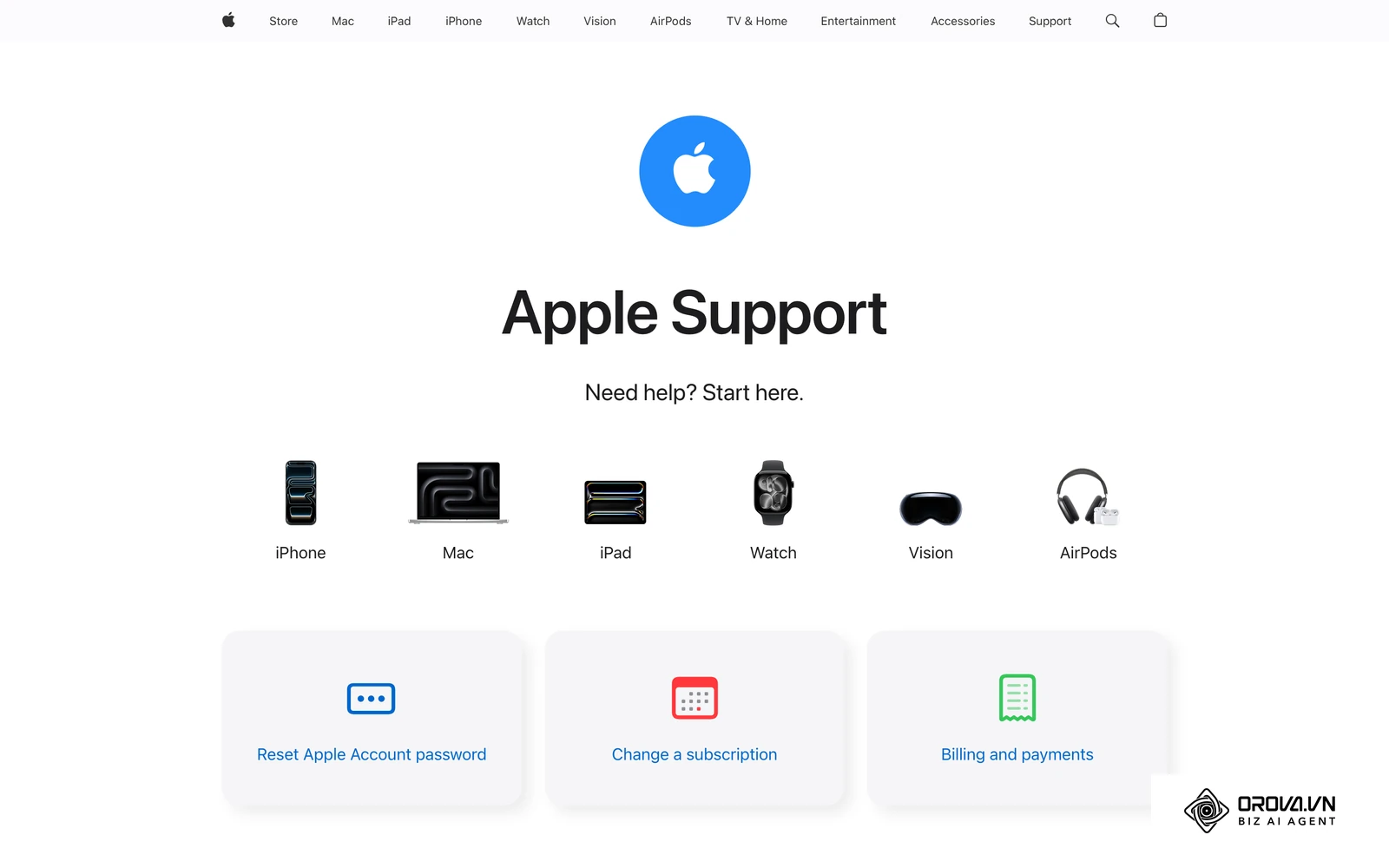 Trang hỗ trợ chính thức của Apple.