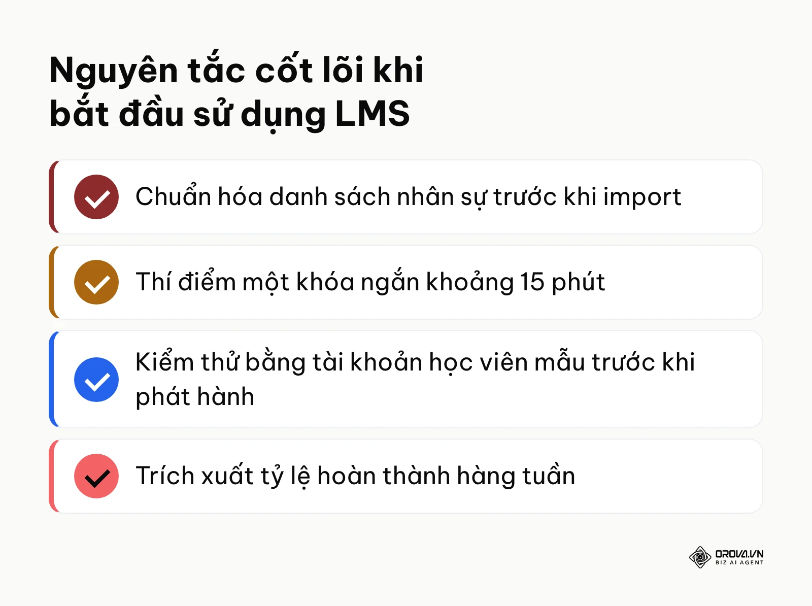 Danh sách tóm tắt các nguyên tắc triển khai LMS ban đầu cho doanh nghiệp