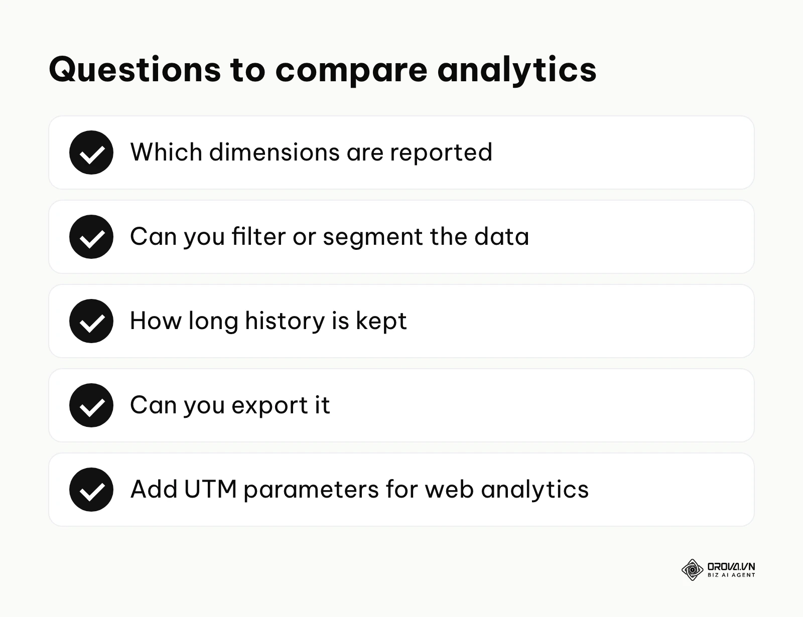 Questions for comparing link analytics