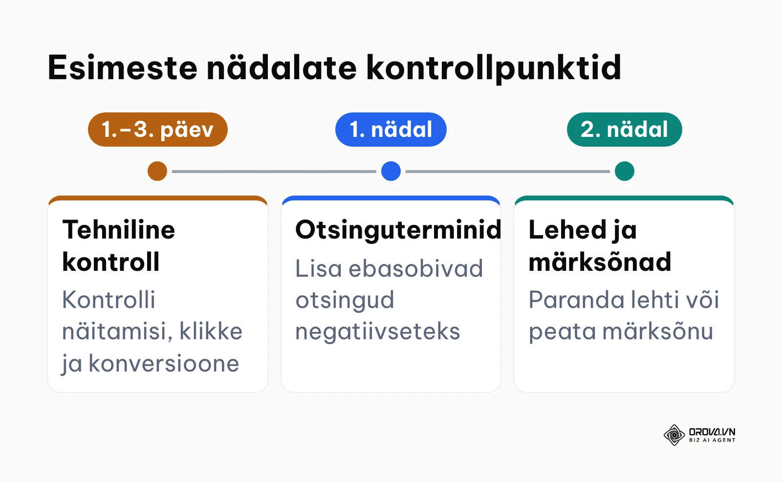 Esimeste nädalate kontrollpunktid pärast Google'i otsingukampaania käivitamist