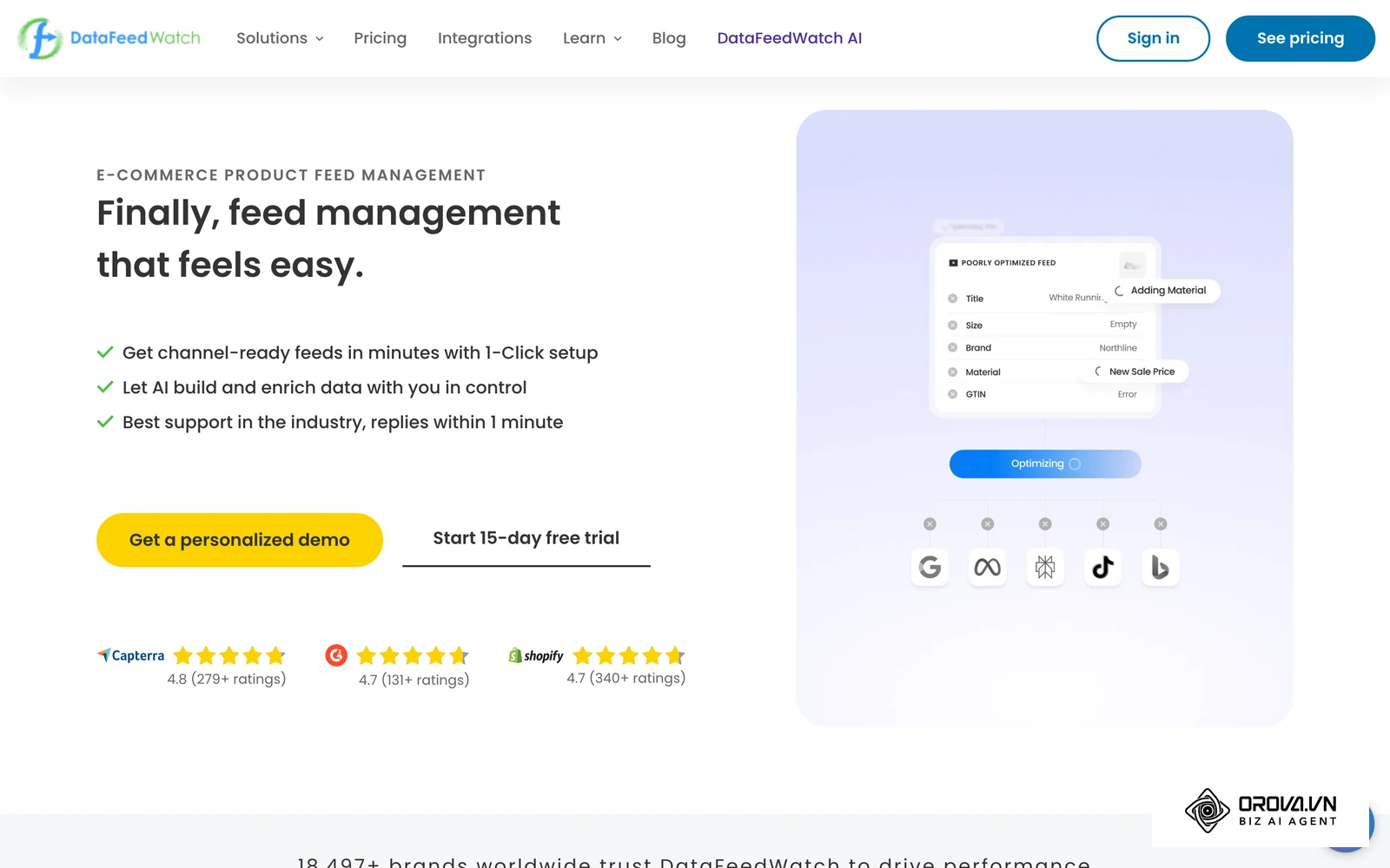 DataFeedWatch provides feed mapping rules for Google Shopping and Performance Max campaigns.
