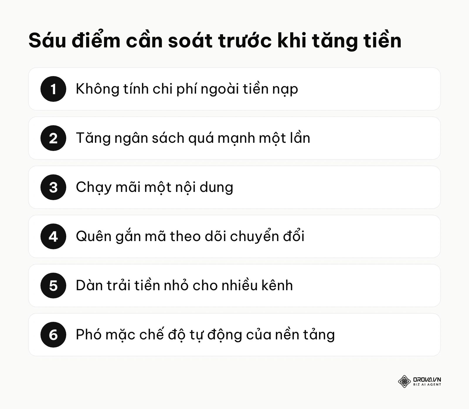 Danh sách sáu sai lầm làm mất ngân sách quảng cáo.