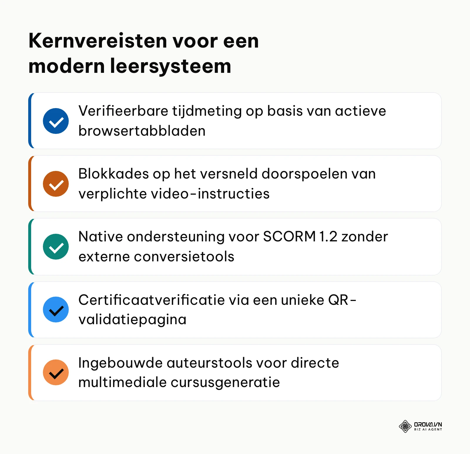Samenvattende checklist met de belangrijkste technische selectiecriteria voor een LMS