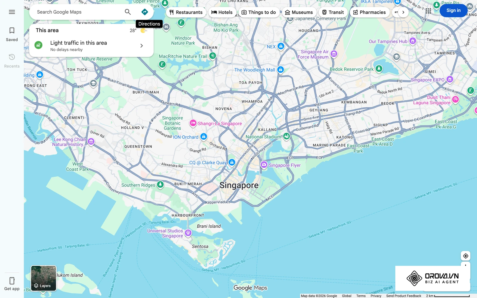 Google Maps over Singapore: public maps, where businesses list their own locations, are one of the open sources that live-web prospecting draws on.