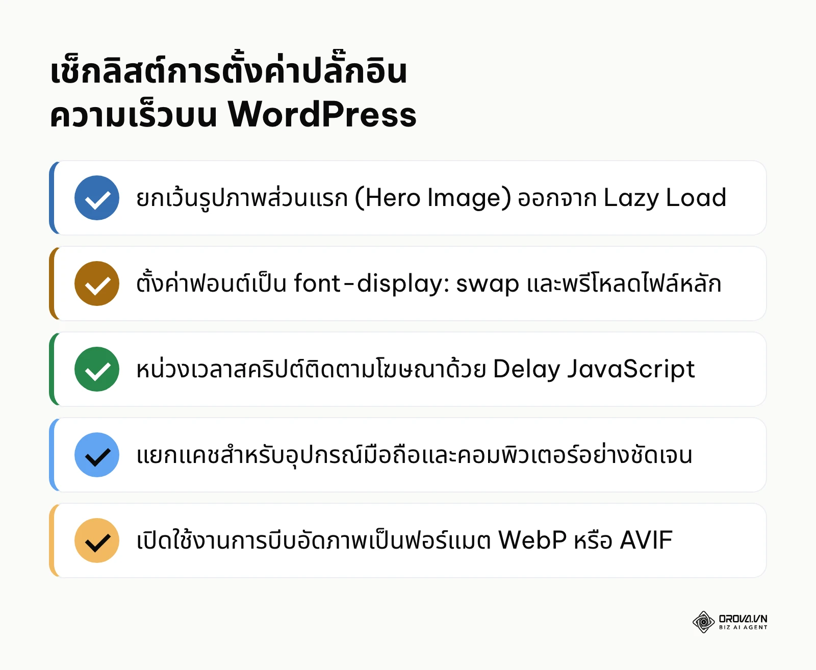 รายการตรวจสอบการตั้งค่าปลั๊กอินเพิ่มความเร็วบนระบบจัดการเนื้อหา WordPress