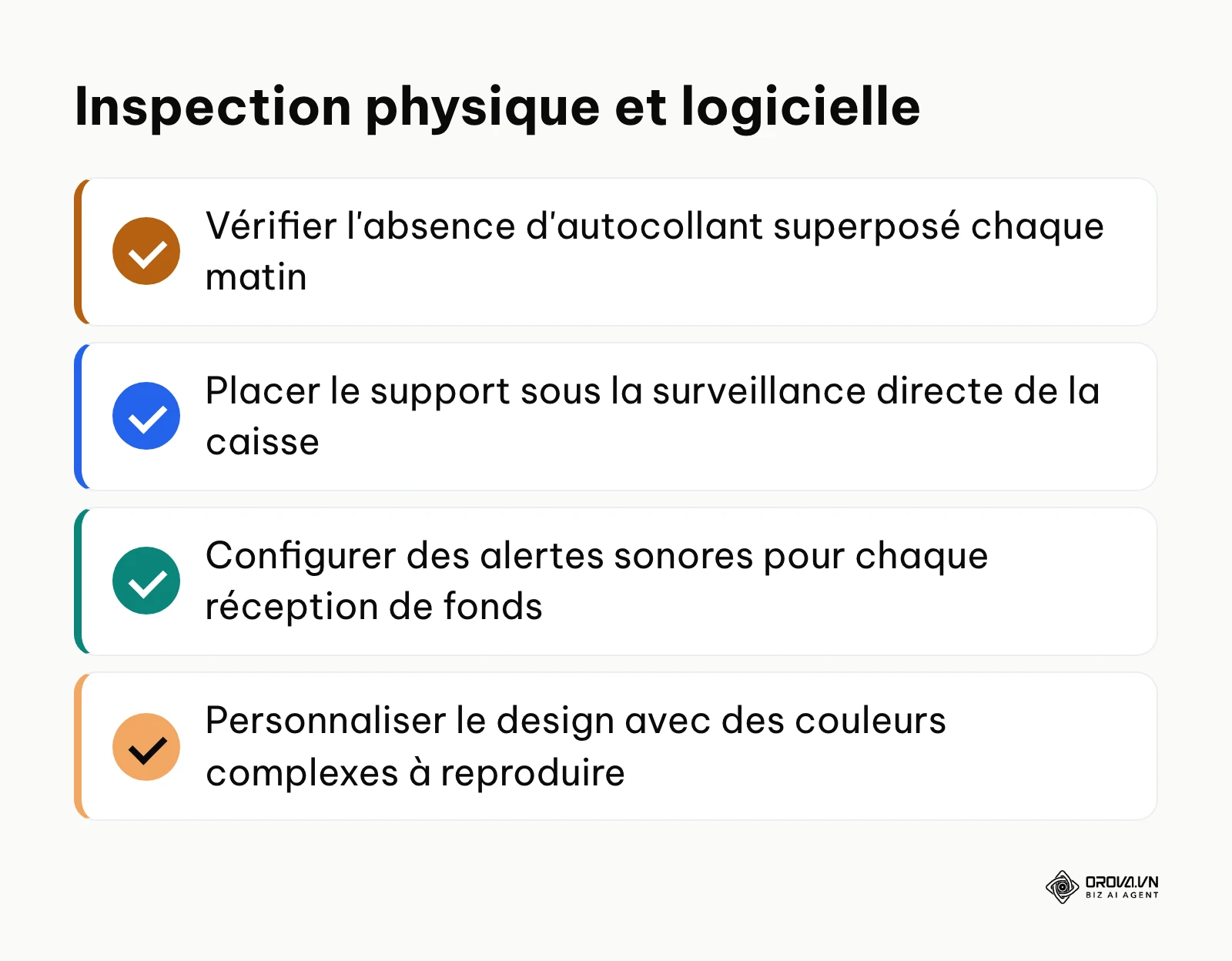 Liste de 4 points de contrôle de sécurité pour prévenir le piratage par QR code.