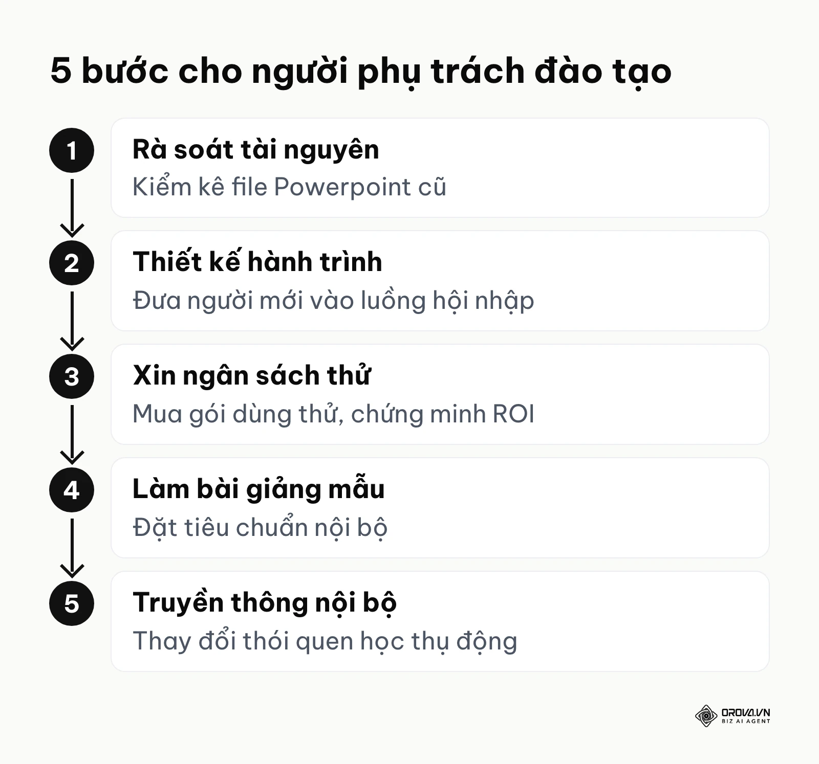 Sơ đồ 5 bước người phụ trách đào tạo trong công ty lớn triển khai E-learning