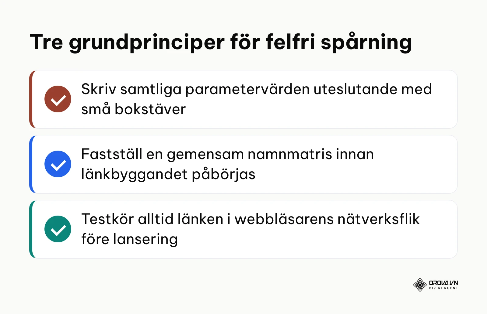 Checklista med tre grundprinciper för att sätta upp kampanjlänkar.