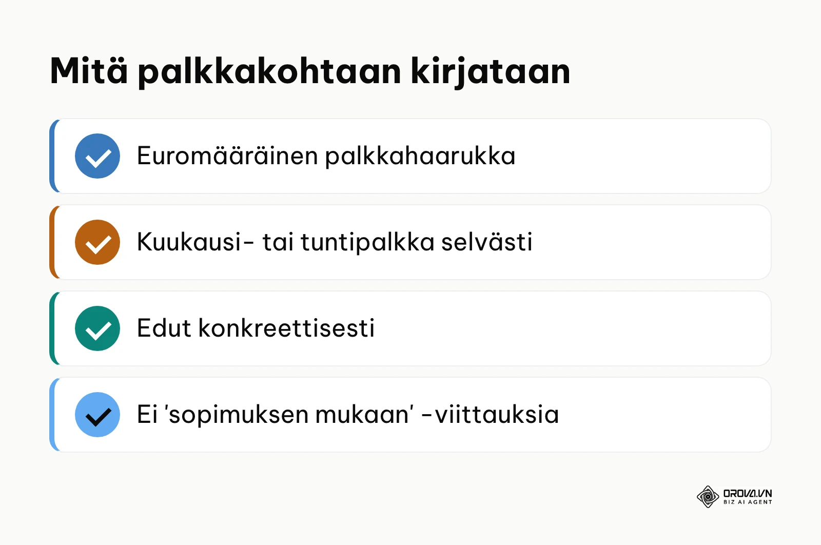 Tarkistuslista työpaikkailmoituksen palkka- ja etukohdan sisällöstä