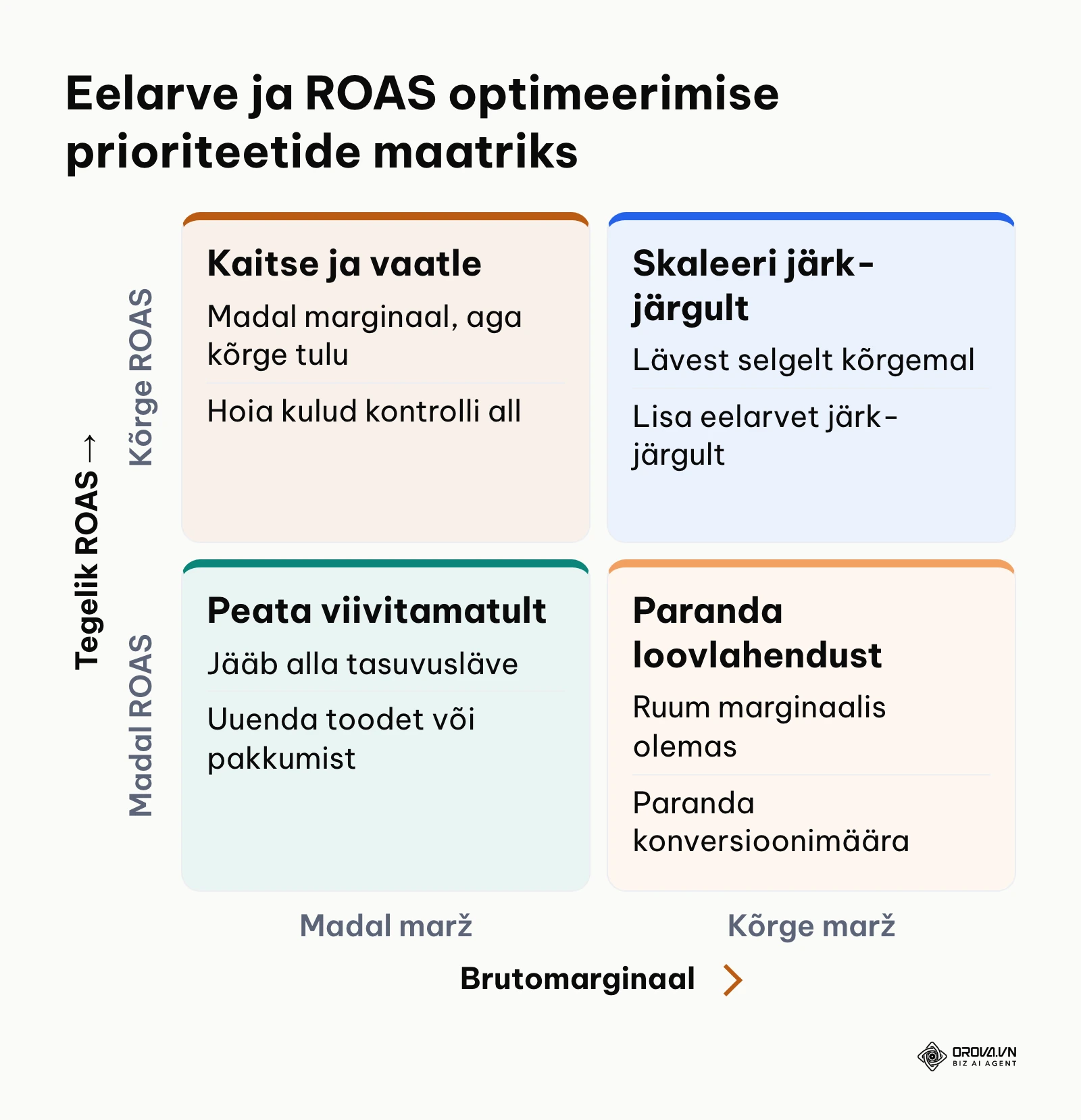 Maatriks eelarve ja ROAS optimeerimise prioriteetide määramiseks