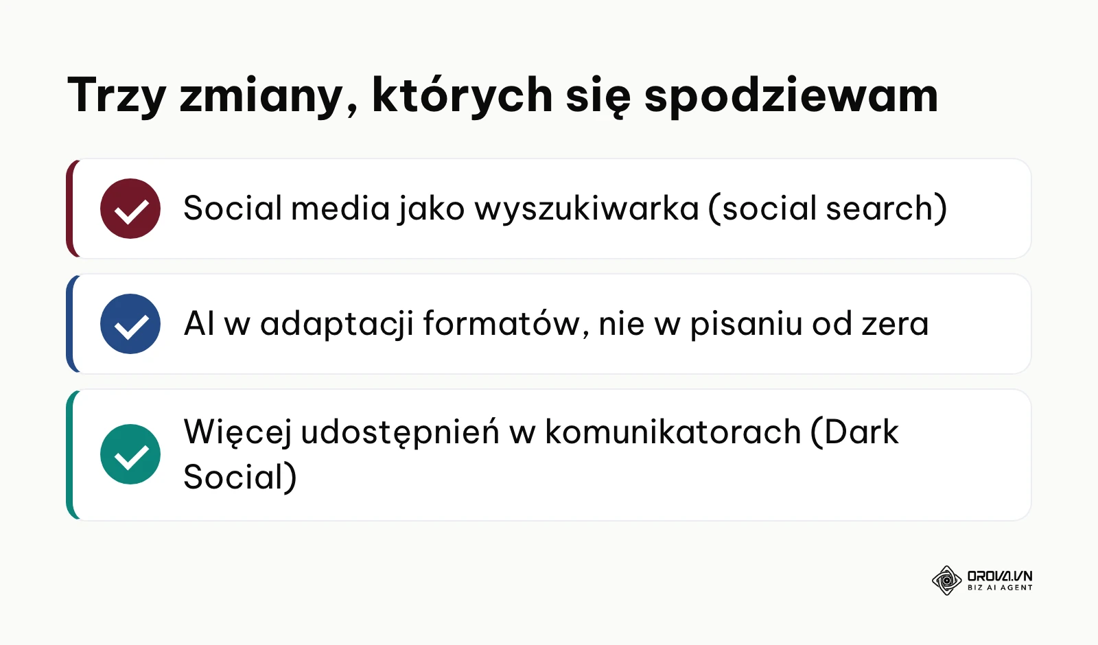Trzy trendy w mediach społecznościowych firm według autora: social search, AI w adaptacji formatów, Dark Social