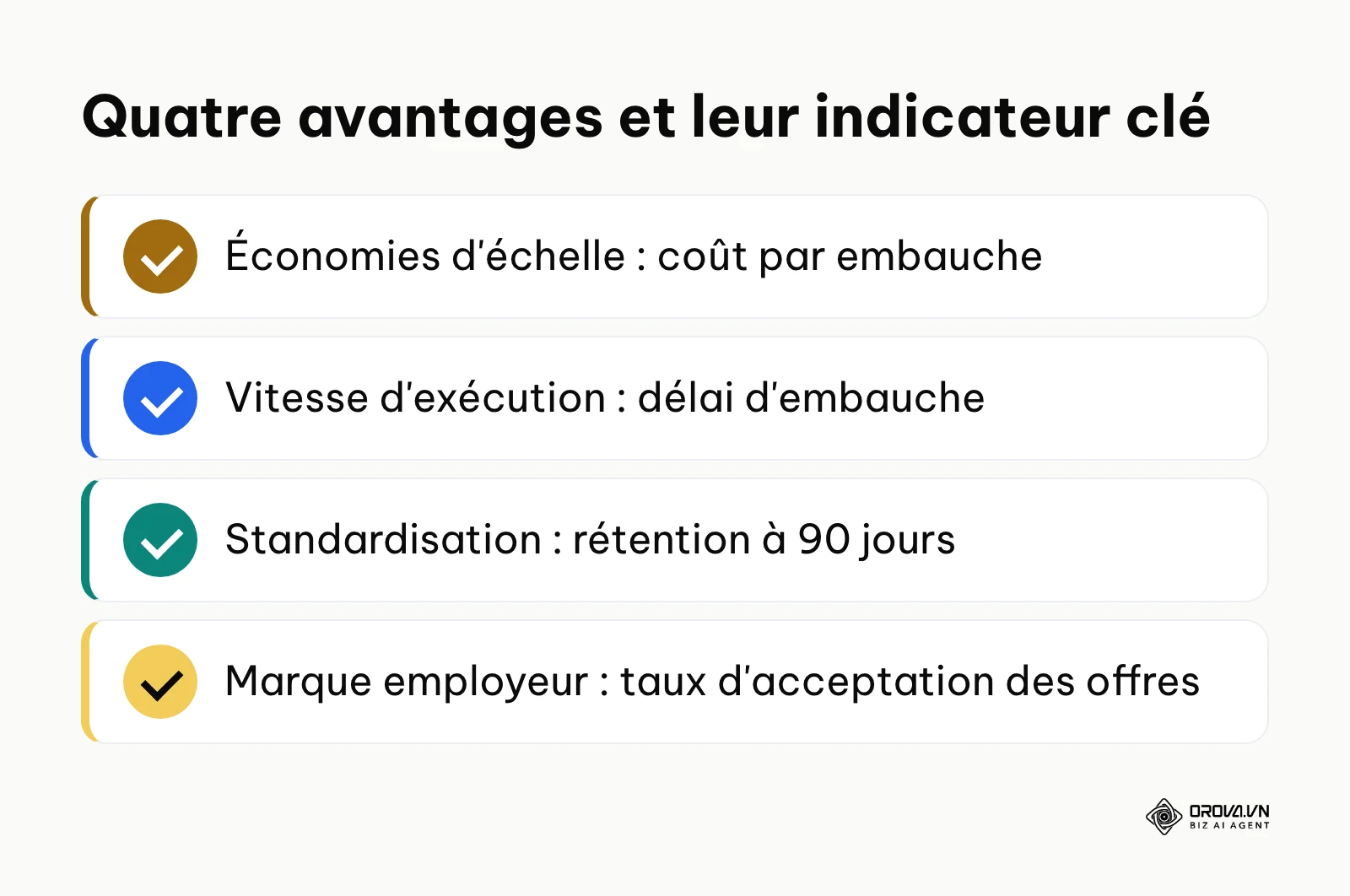 Résumé des quatre avantages du recrutement en masse et des KPI associés