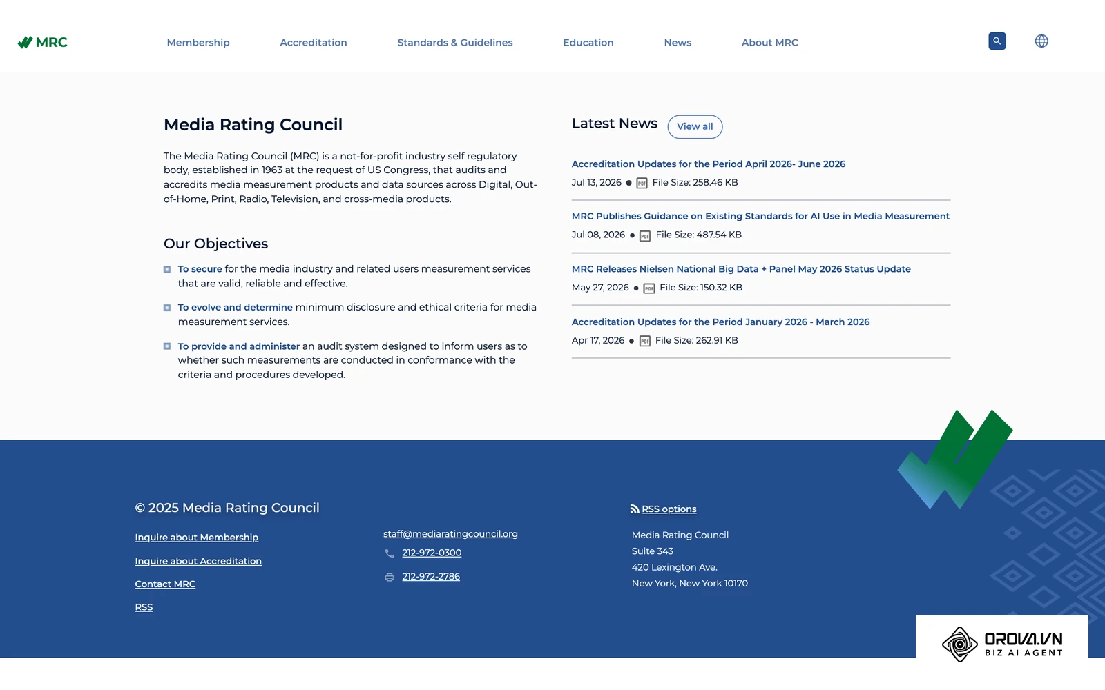 The Media Rating Council works on audience measurement standards, a reminder that metric definitions differ across media.