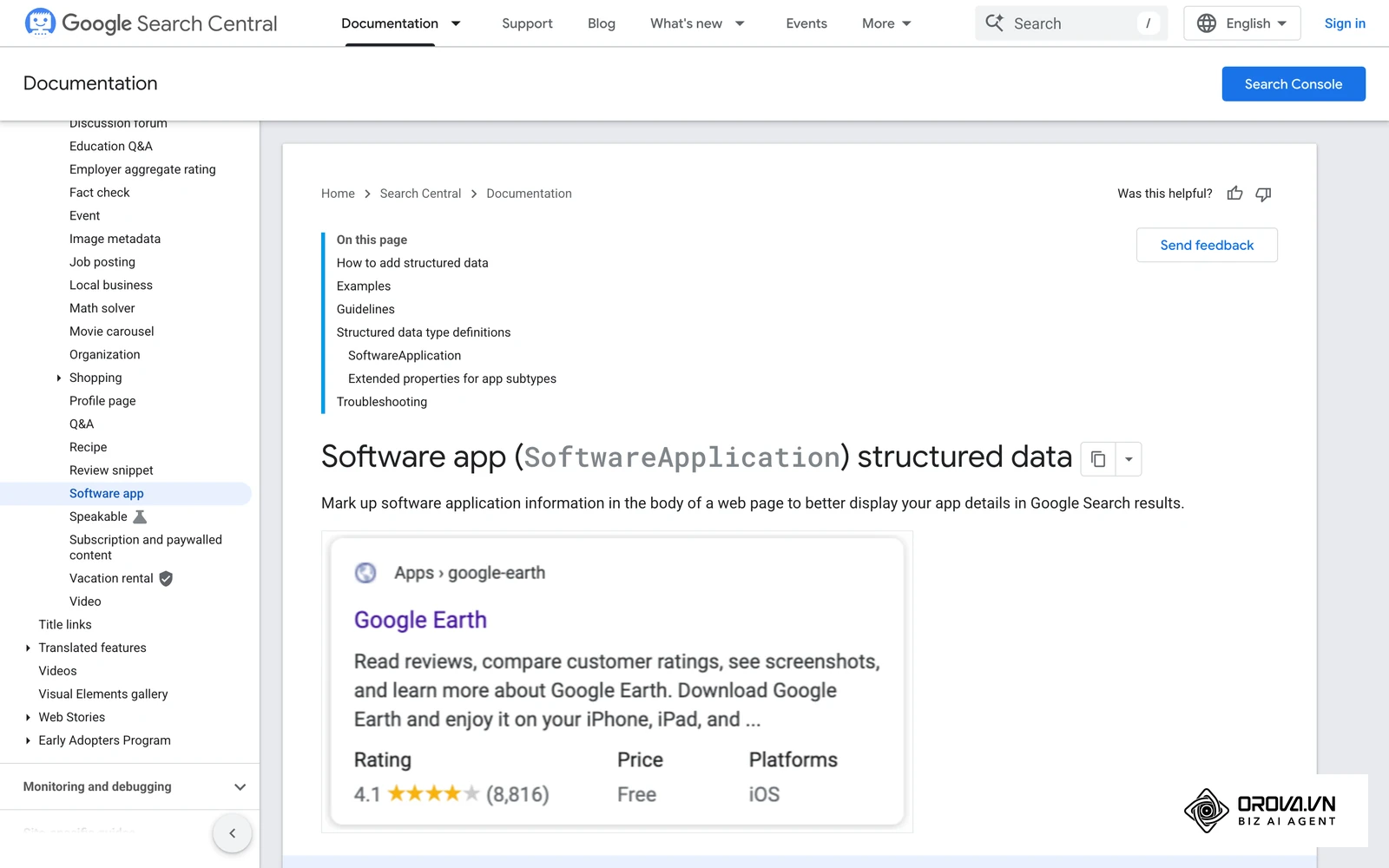 Google's documentation on SoftwareApplication structured data, useful for QA item 10.