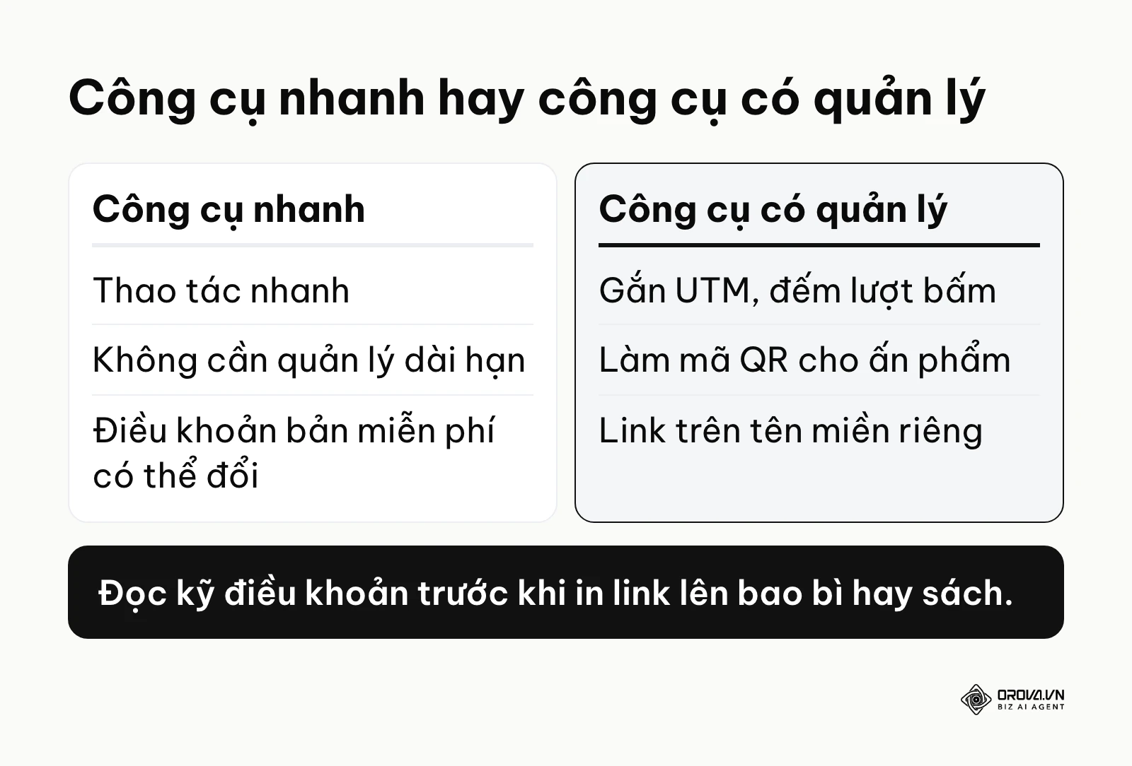 Bảng so sánh công cụ rút gọn nhanh và công cụ rút gọn có quản lý