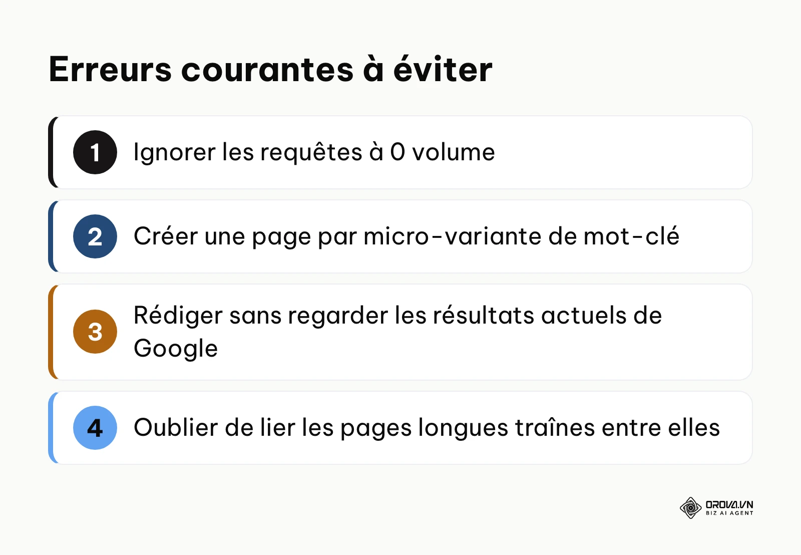 Liste des erreurs fréquentes en SEO longue traîne
