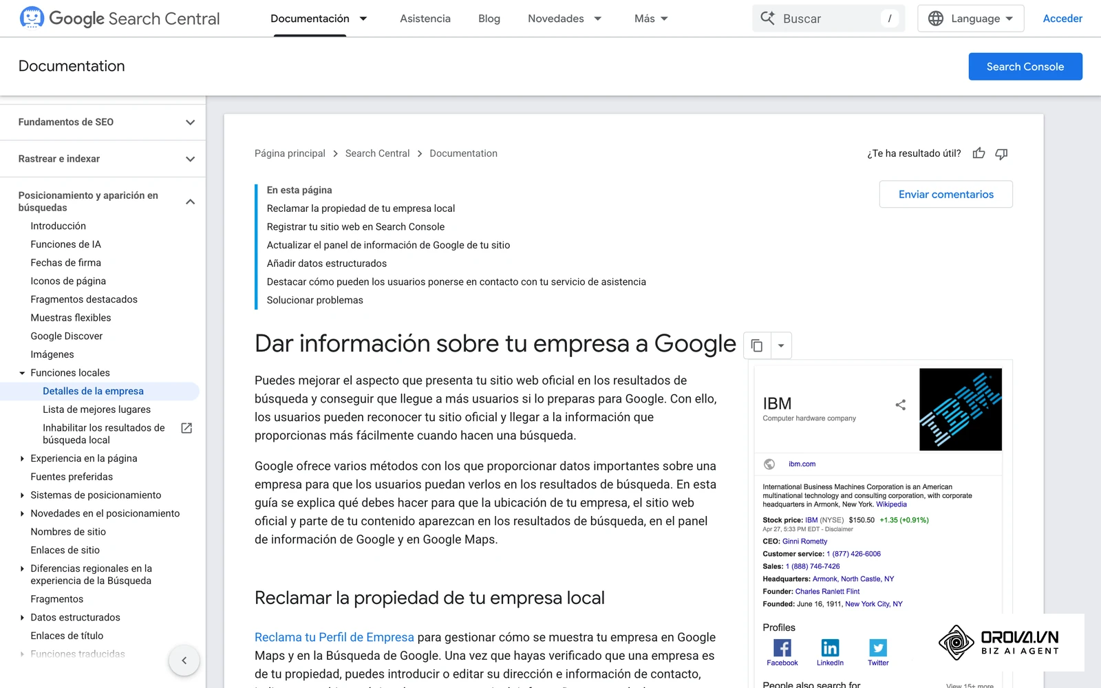 Guía oficial de Google Search Central sobre cómo mostrar los datos de tu empresa en la Búsqueda y Maps.