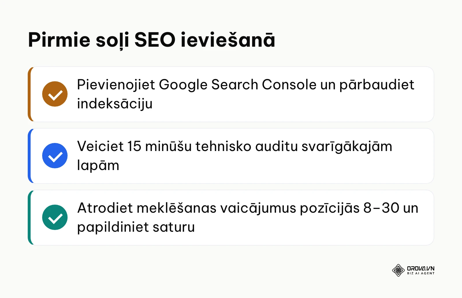 Kopsavilkums par pirmajiem soļiem SEO optimizācijā