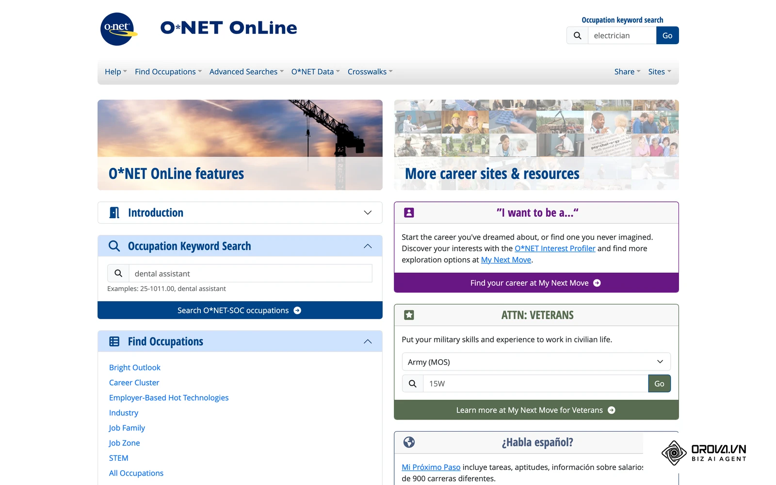 O*NET OnLine describes the tasks, skills and work activities of hundreds of occupations, a useful input for needs analysis.