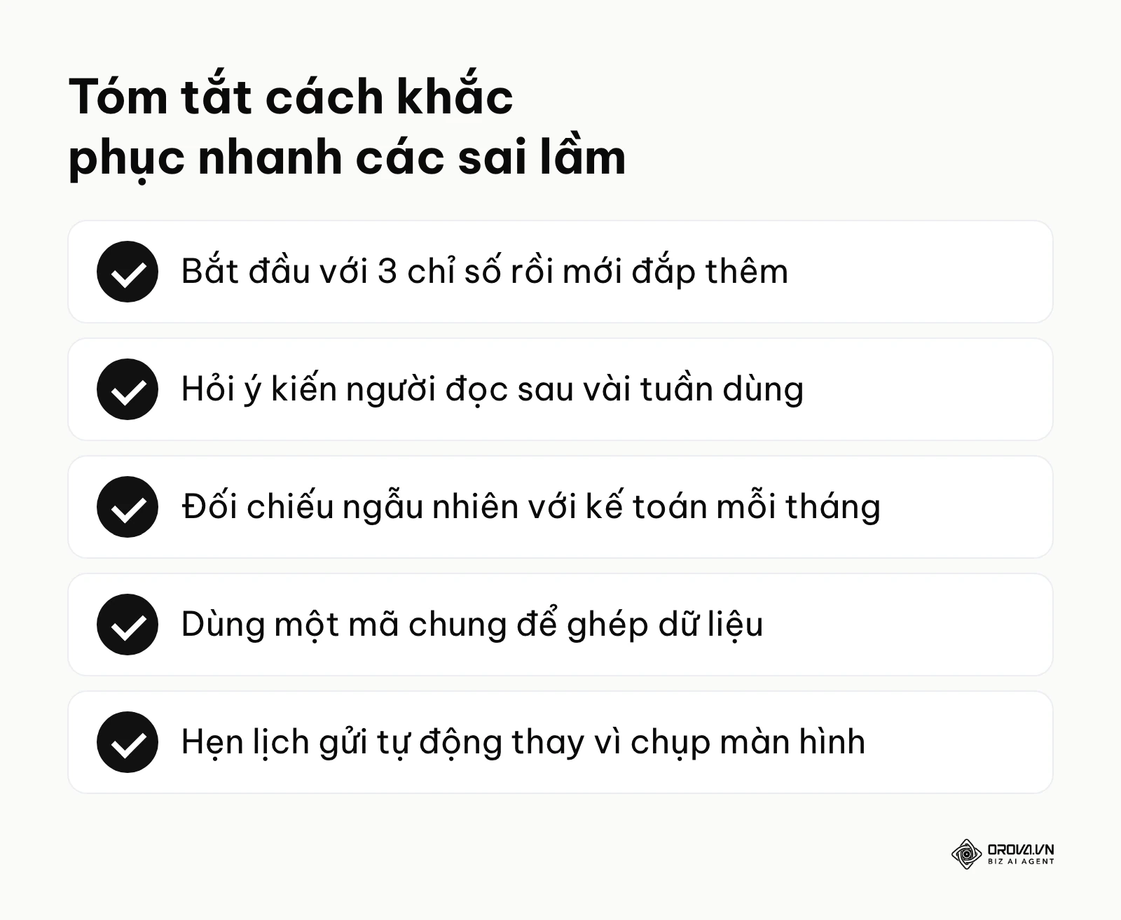 Danh sách 5 cách tránh sai lầm thường gặp khi tự động hoá báo cáo doanh số.