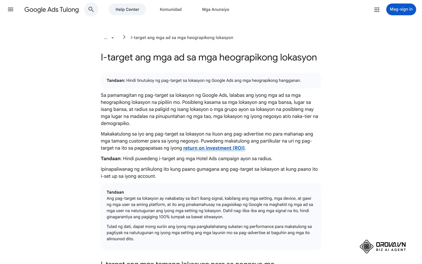 Google Ads Tulong: pag-target ng ad sa mga heograpikong lokasyon at ang Location options